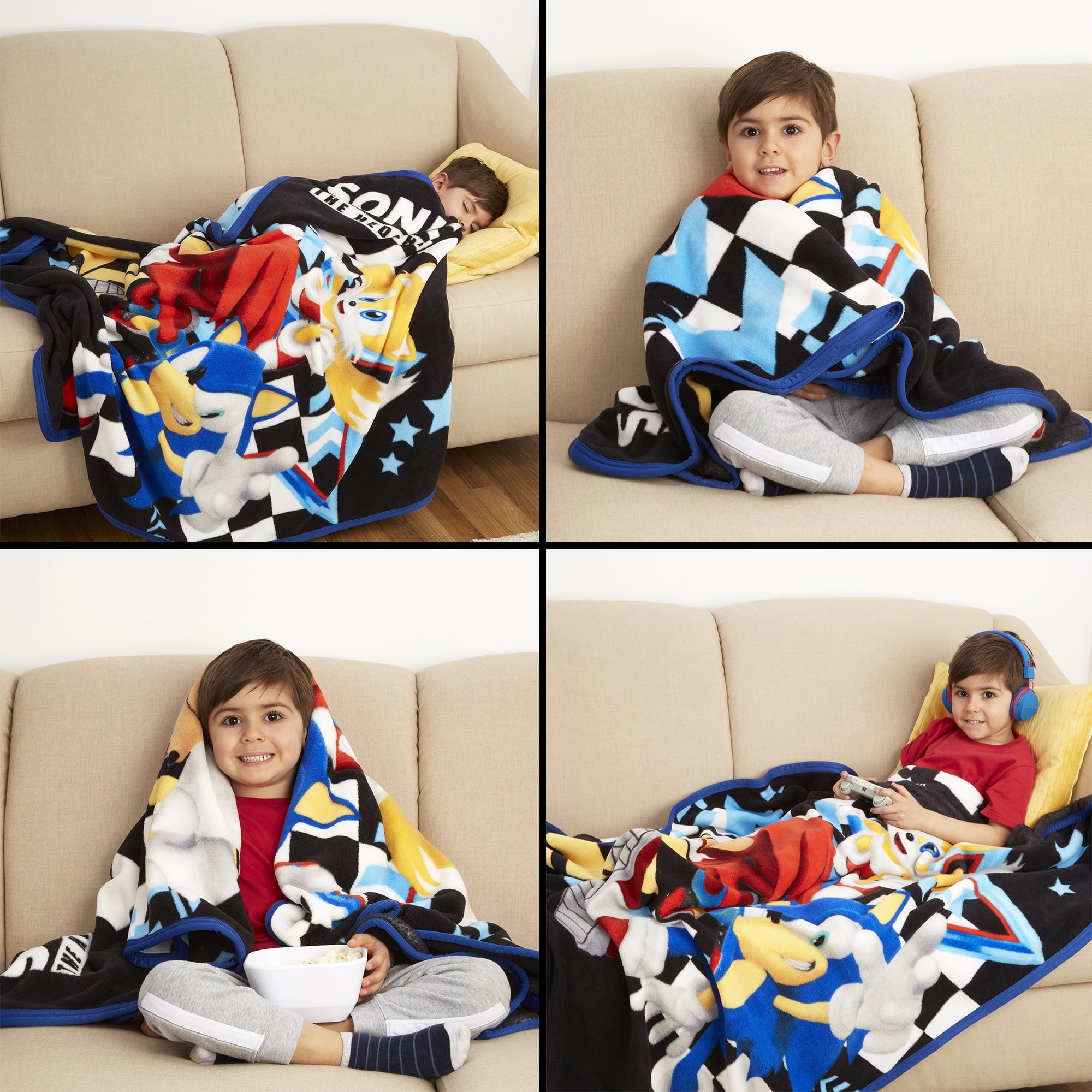 Kids Black Print Fleece Throw Blanket, 46 x 60 - Image 5