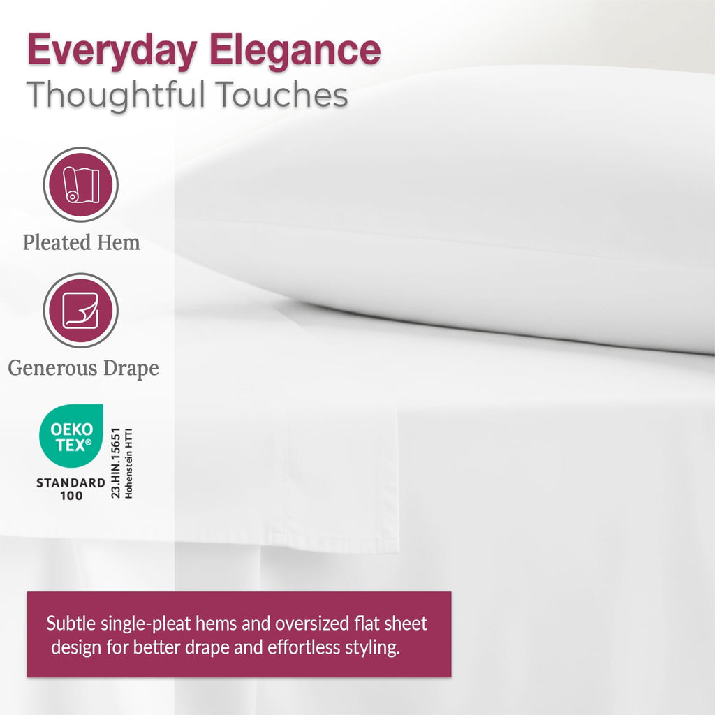 100% Organic Cotton Percale Flat Sheet Twin Size - 1 PC Flat Sheet, White - Crisp, Cool and Strong Bed Linen, Top She... - Image 5