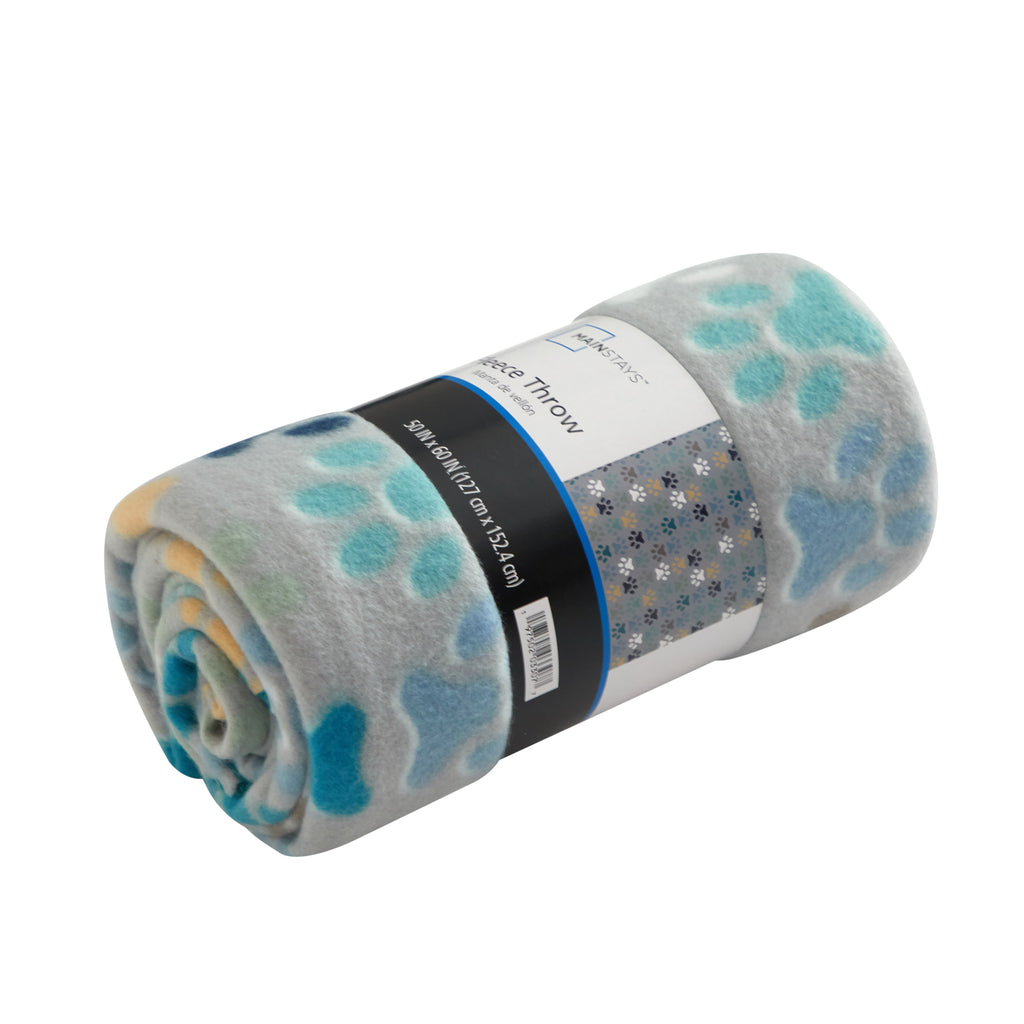 Mainstays Cozy Fleece Throw Blanket, Gray Paw 50" x 60", All Ages - Image 2