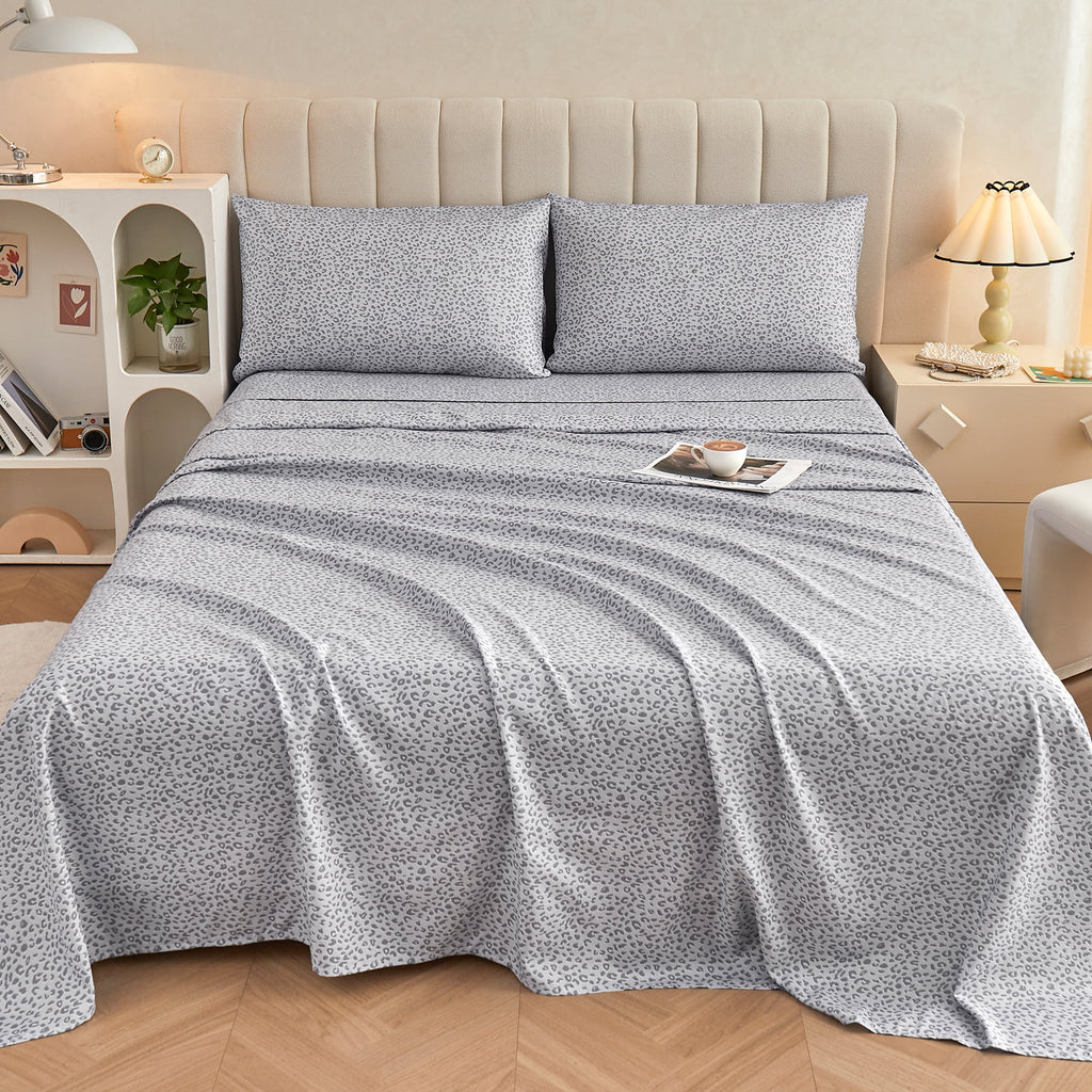 Floral King Sheets, Soft Breathable Microfiber Printed Bed Sheet Set, Deep Pocket Non-Slip Fitted Sheet Included - Image 2