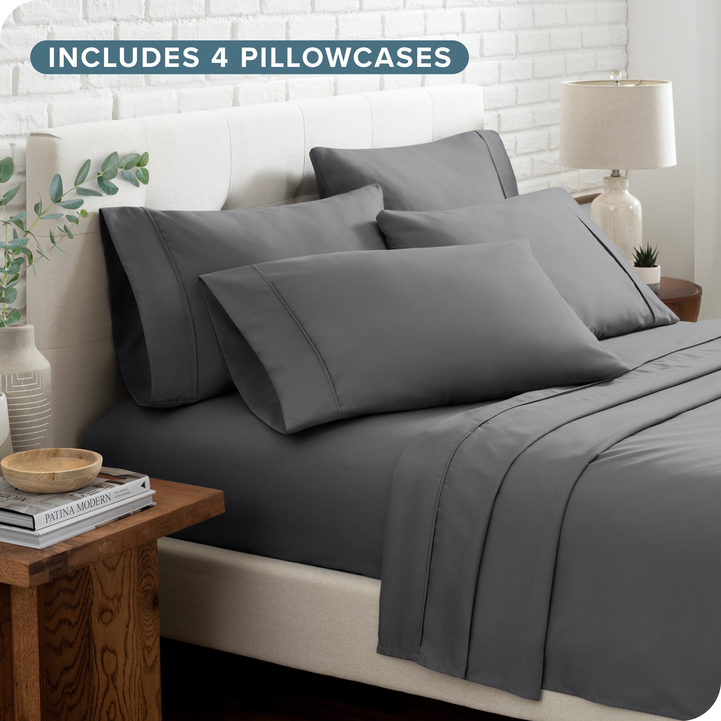 Bare Home Luxury Bed Sheet Set - Premium 1800 Collection - 6 Piece - Queen, Gray - Image 5