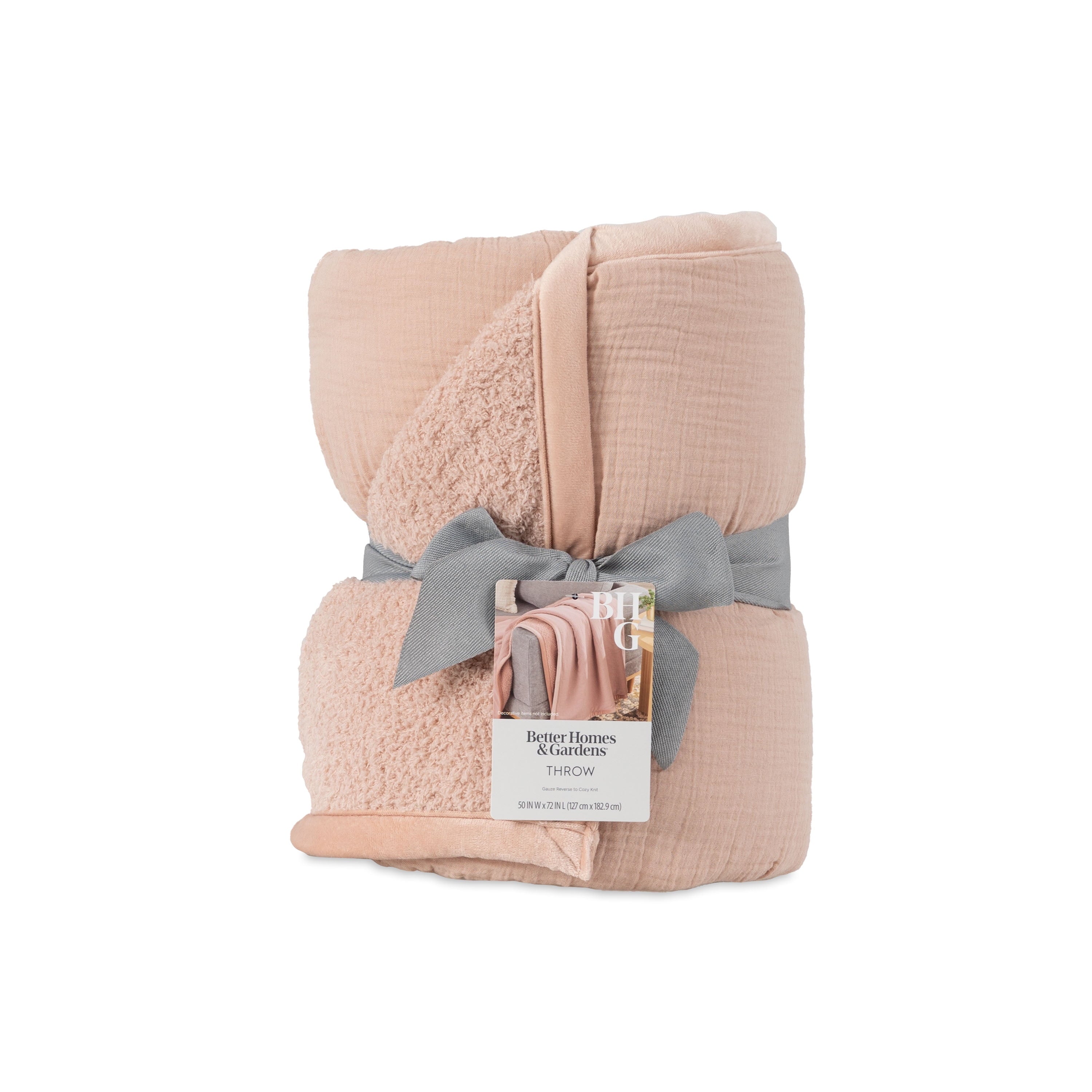 Gauze Reverse to Cozy Knit Super Soft Throw Blanket, Oversized, Antique Blush - Image 5