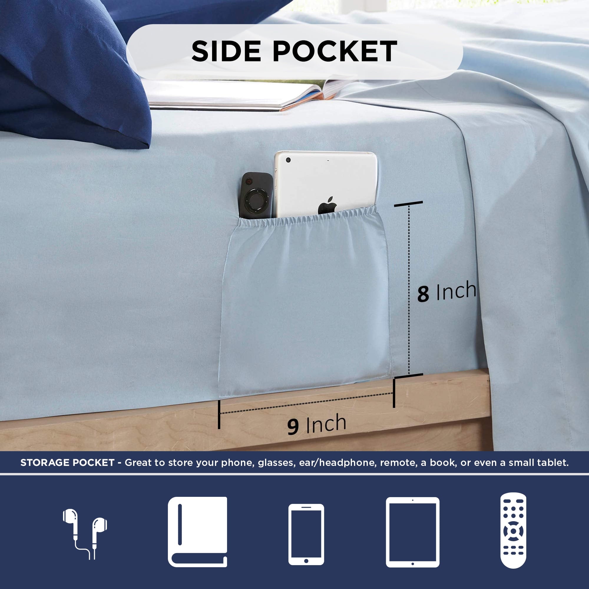 Queen Size Comforter Set, 9-Piece Bed in a Bag Queen, Navy Blue Bedding Comforter Set with Comforter, Flat Sheets, Fi... - Image 5
