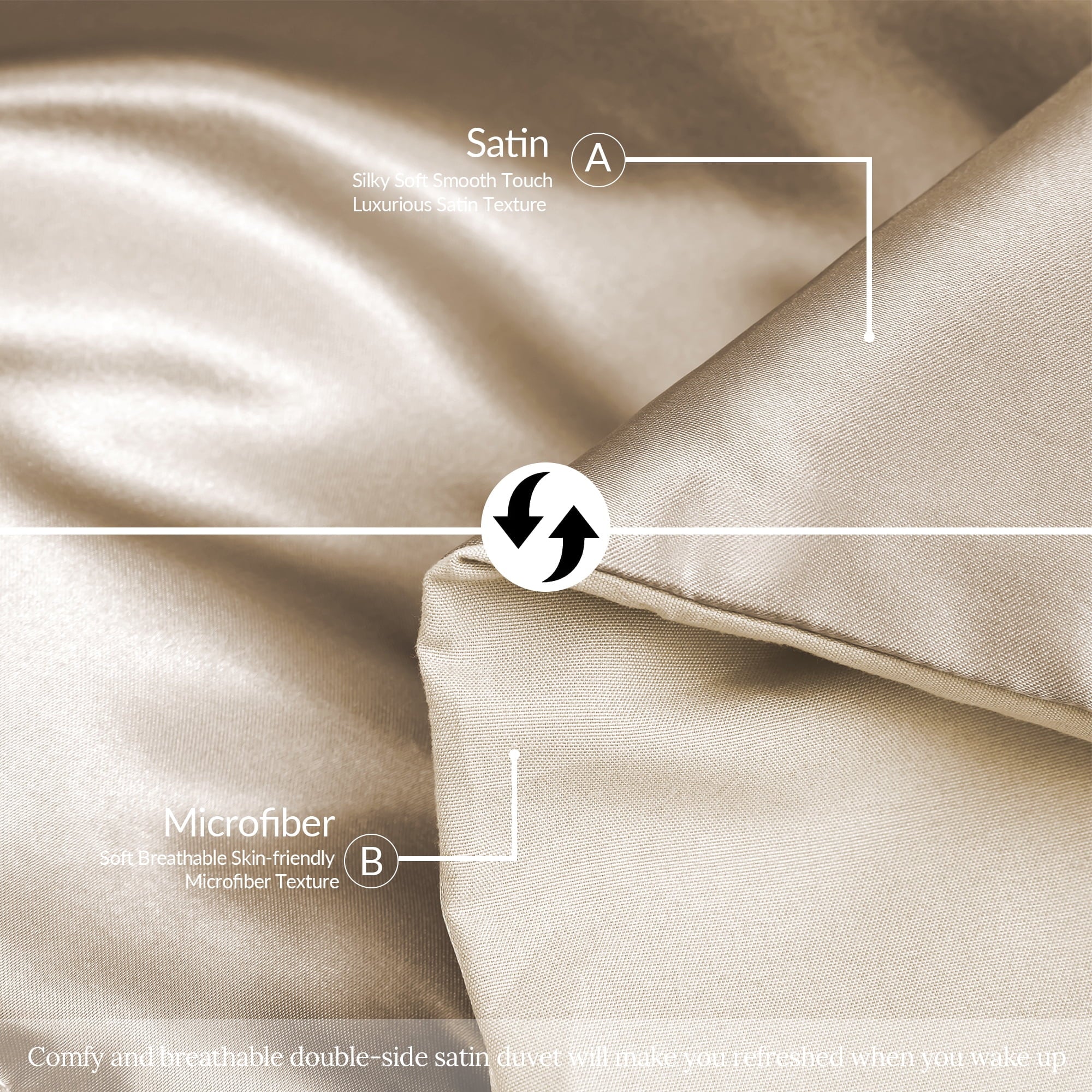 3-Piece Reversible Silky Soft King Size Comforter Bedding Set, Luxurious Satin Comforters with 2 Satin Pillowcases, L... - Image 5