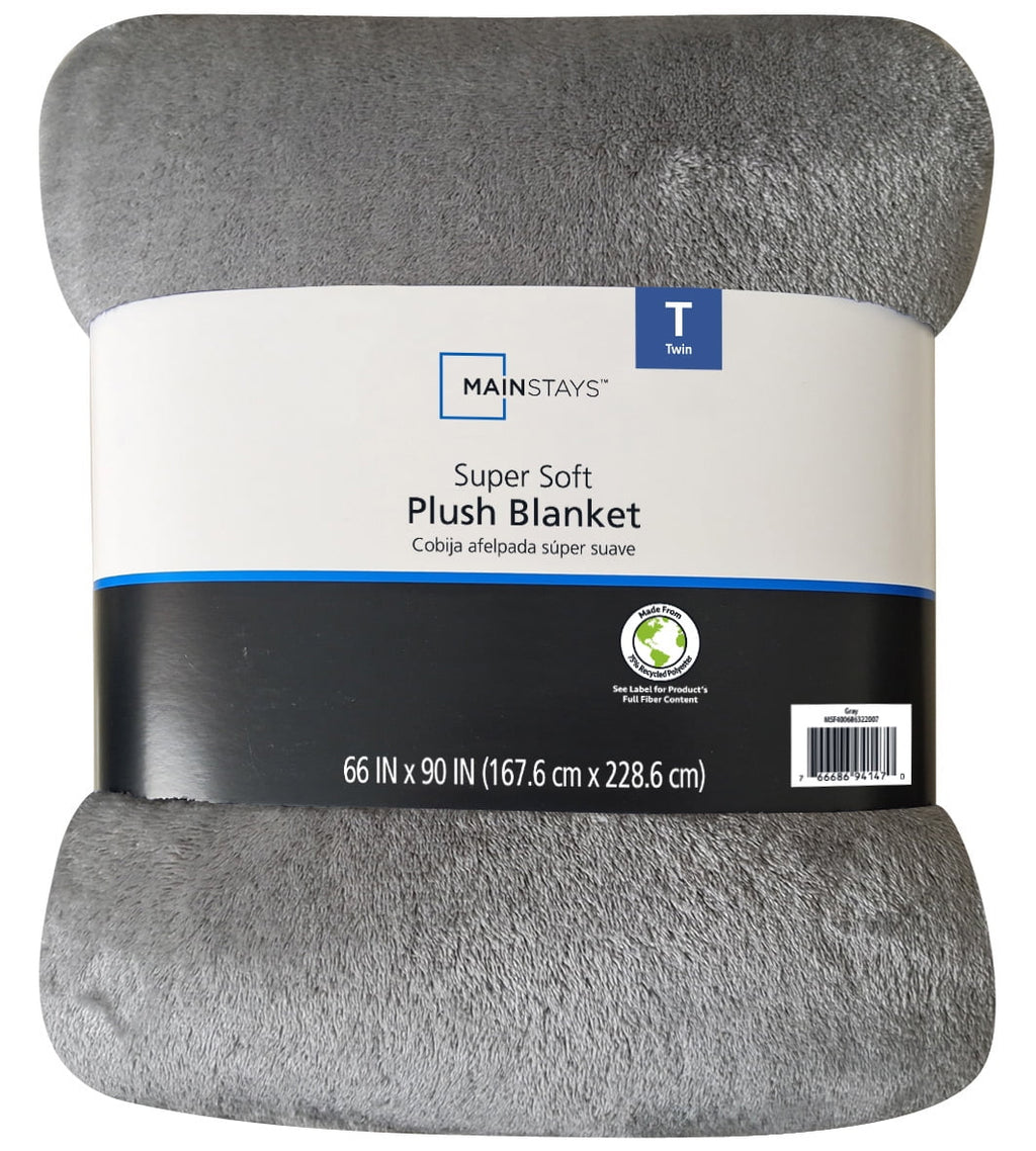 Mainstays Super Soft Plush Blanket, Gray, Twin, Adult/Teen - Image 3