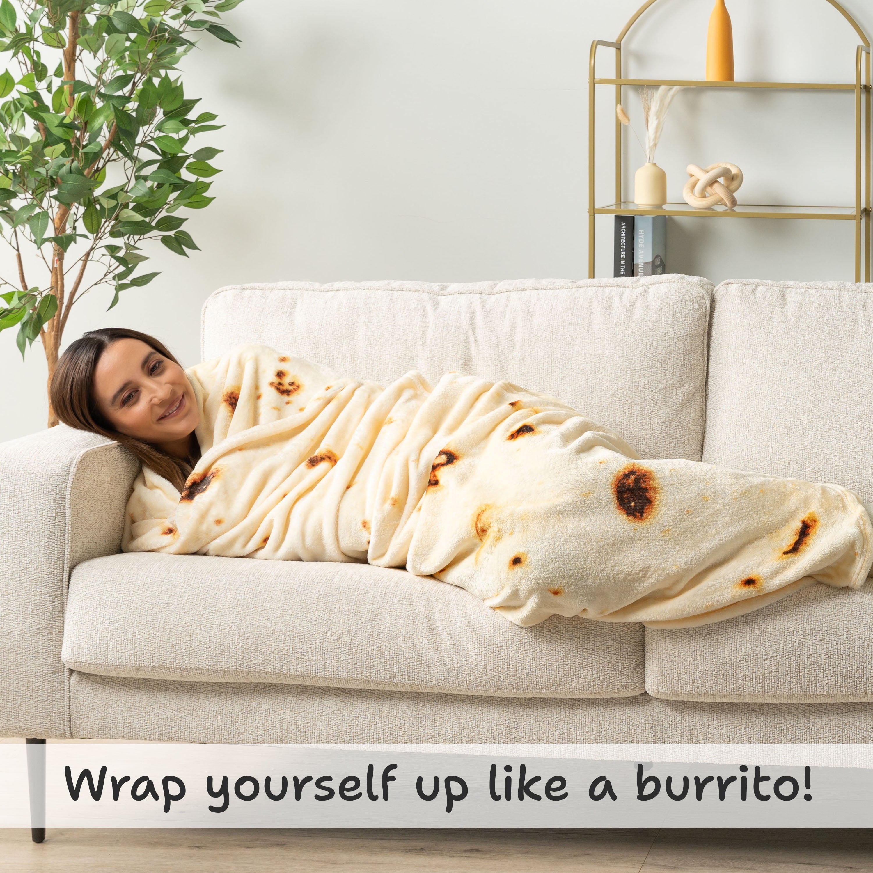 Burrito Tortilla Blanket, Double Sided Taco Flour Wrap Novelty Throw for Adult Kid Teen, Realistic Food Blanket, Funn... - Image 2