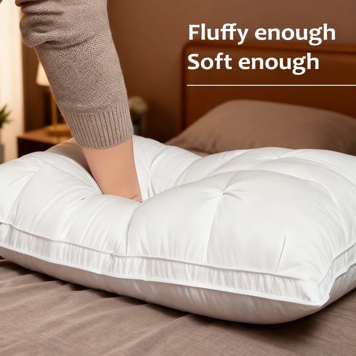 2-Pack 3-Line Grid Bed Pillow (20.1" x 13.97") - Soft, Breathable and Hypoallergenic - Image 4