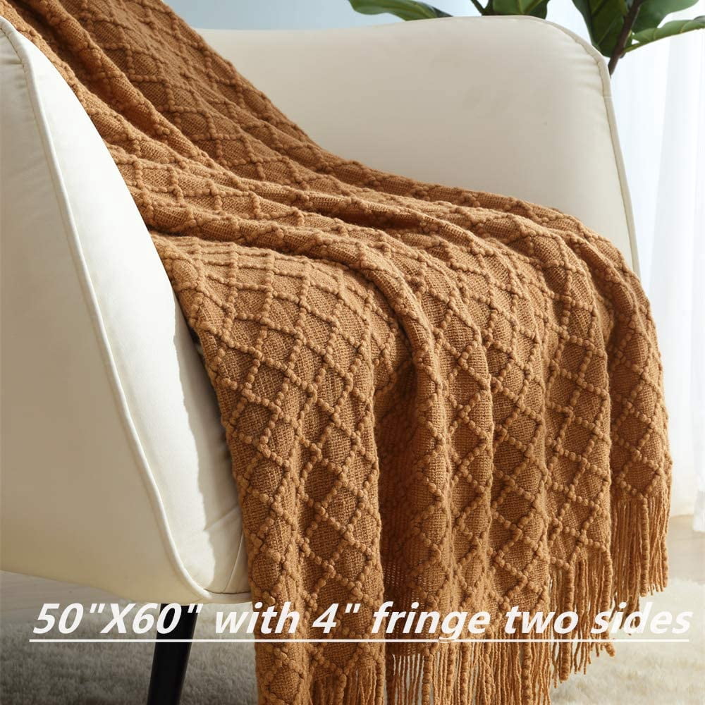Home Decor Rustic Couch Sofa Chair Bed Throw Blanket, Soft Warm Light Weight in Spring Summer (50''X60'' Brown) - Image 3