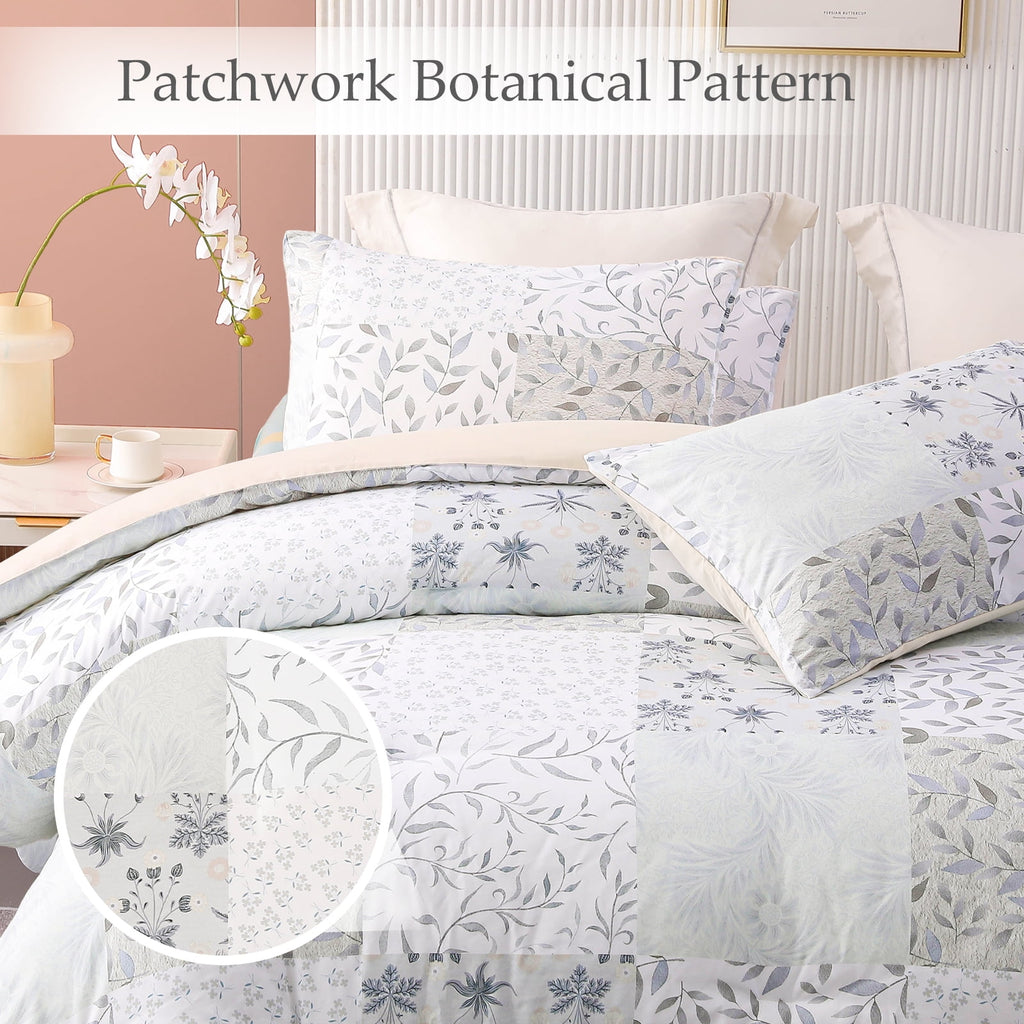 3-Piece Patchwork King Size Comforter Set, Microfiber Bedding Down Alternative Comforter for All Seasons with 2 Pillo... - Image 4