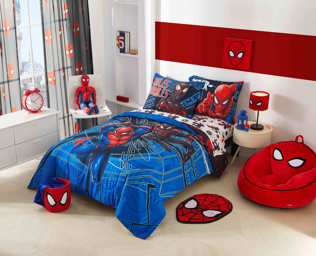 Spiderman Techno City Kids 2 Piece Blue Reversible Comforter and Pillowcase Set, Twin/Full - Image 2