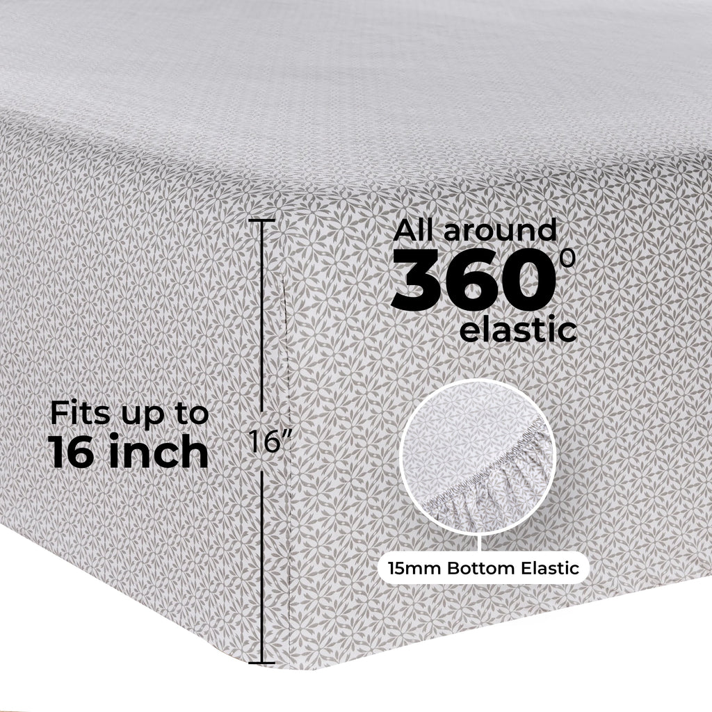 3-Piece 300 Thread Count Grey Flake Cotton Blend Bed Sheet Set, Twin XL - Image 4