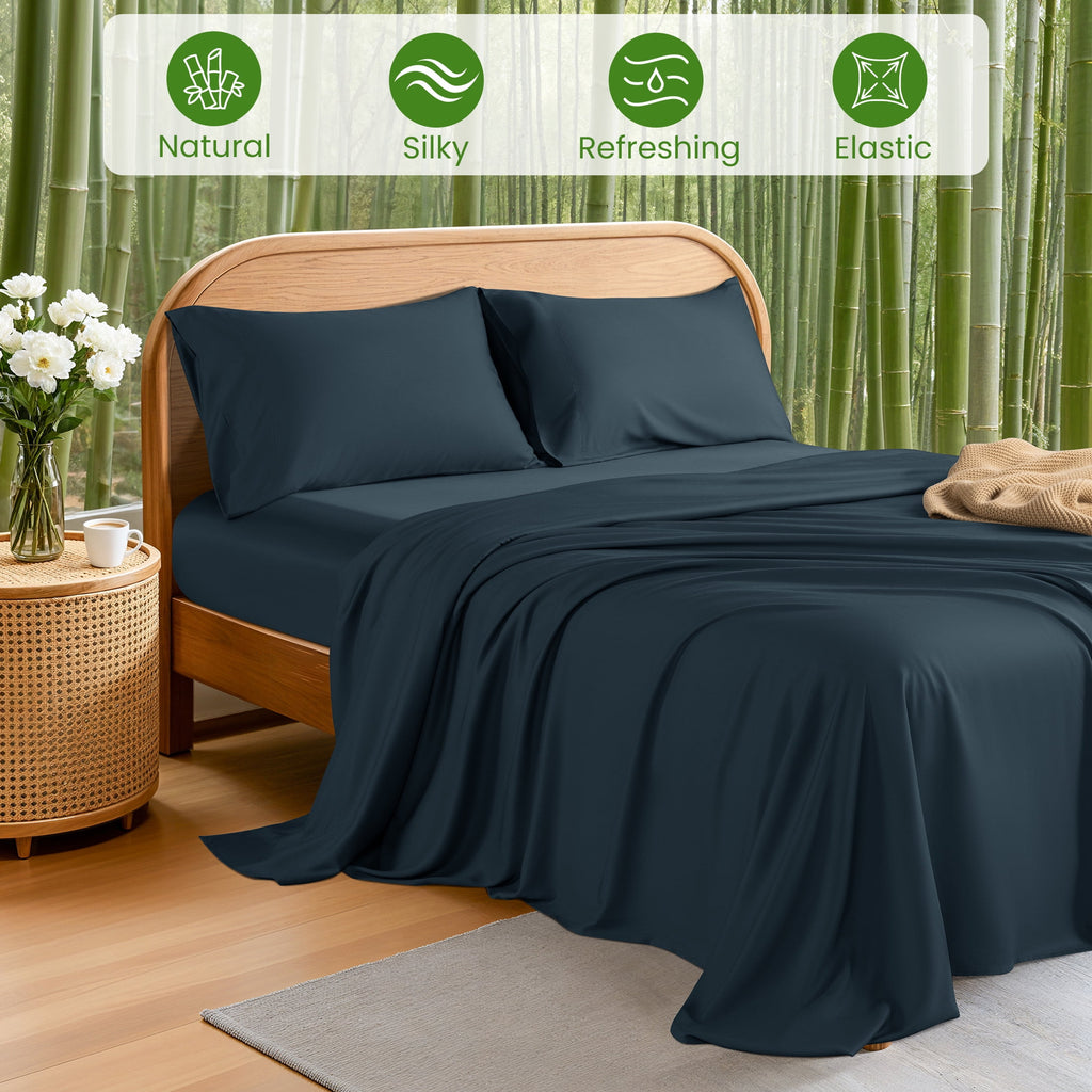 100% Organic Luxurious Bamboo Sheets, Queen Sheet Set 4-Piece with 16" Deep Pocket, Silky Smooth Luxury Bed Sheets, N... - Image 3