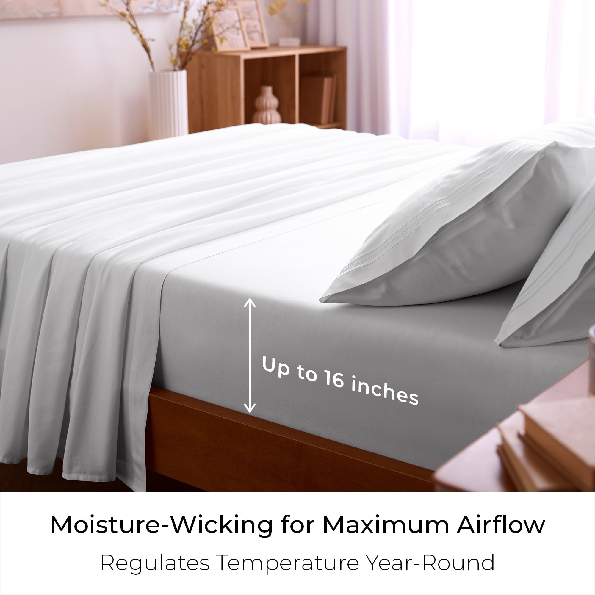 Iconic 6 Piece Bed Sheet Set Brushed Microfiber, Deep Pocket, Queen, White - Image 4