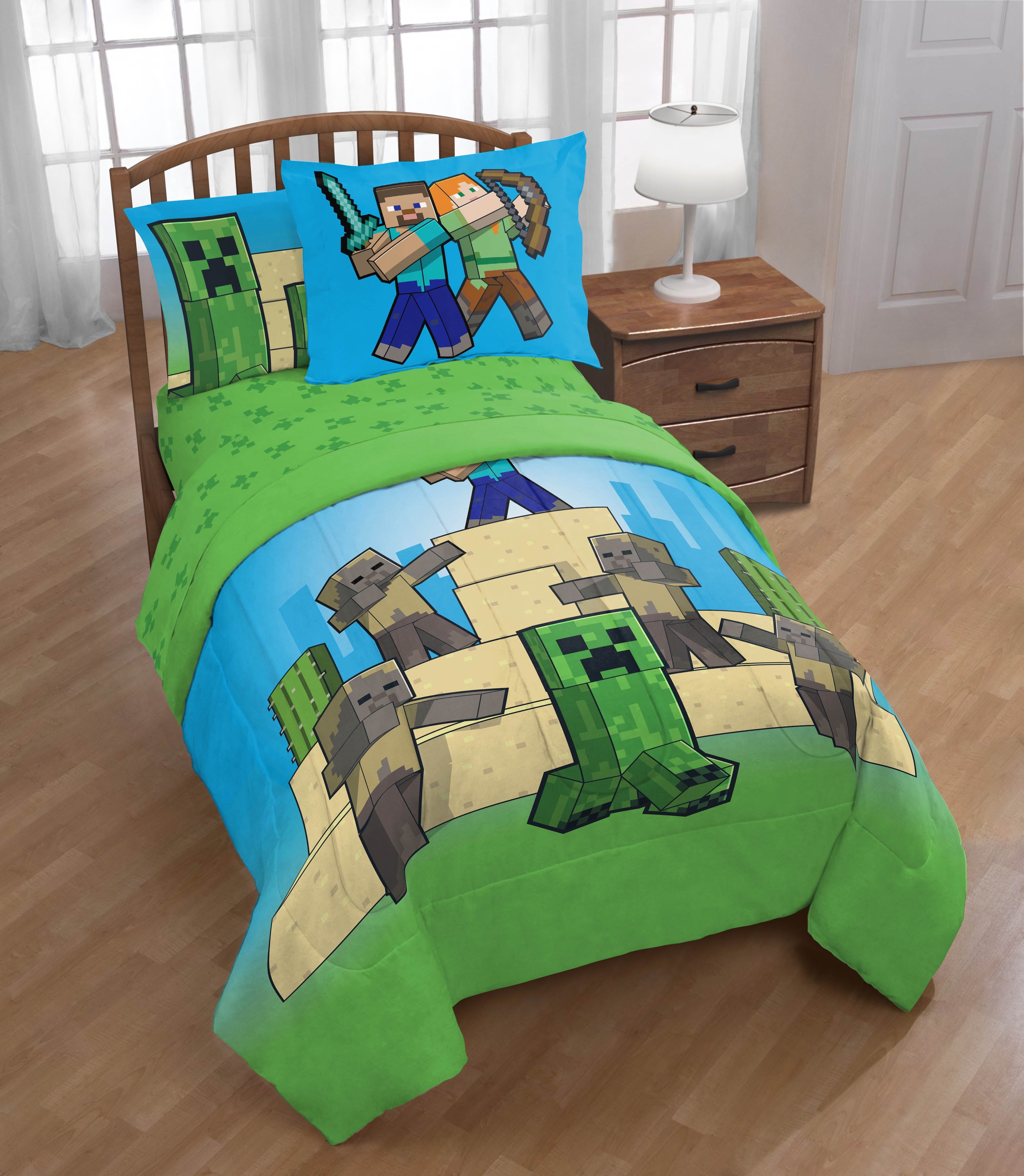 Minecraft Desert Mob Action 5 Piece Twin Size Kids Comforter Set with Sham - Gaming Bed Sets for Kids and Teens - Image 5