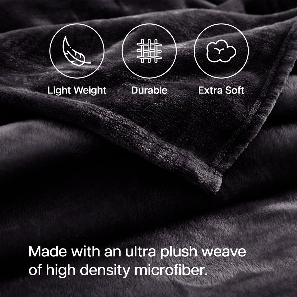 Ameha Microplush Fleece Blanket Cozy for Bed and Throw Cozy for Bed and Throw 310 GSM Soft Microfiber Lightweight Warm Fluffy & Soft Black T - Image 6