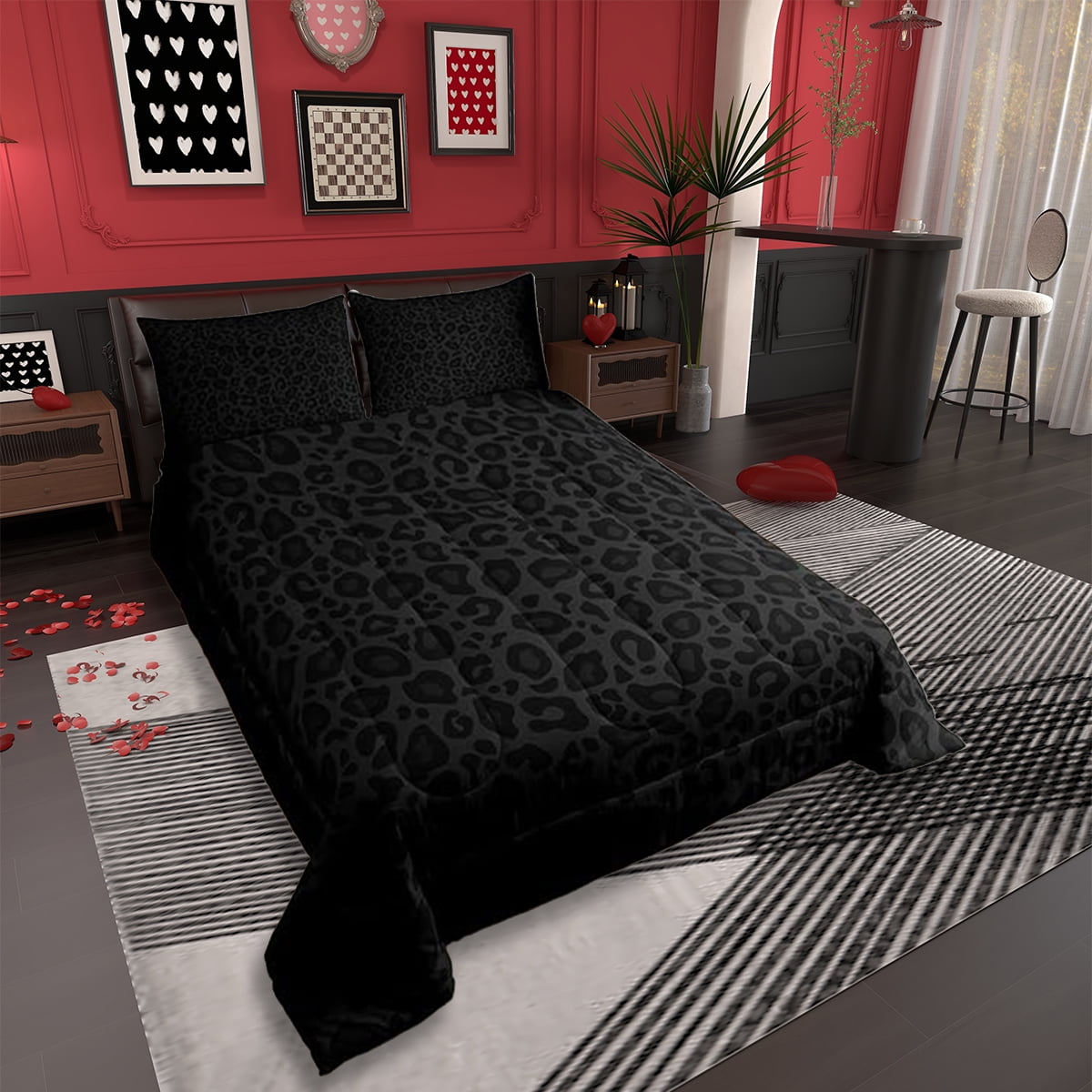 Leopard Print Comforter Set Full Size,Abstract Cheetah Texture Bedding Set,Women Room Decor,Rustic Farmhouse Retro Do... - Image 3
