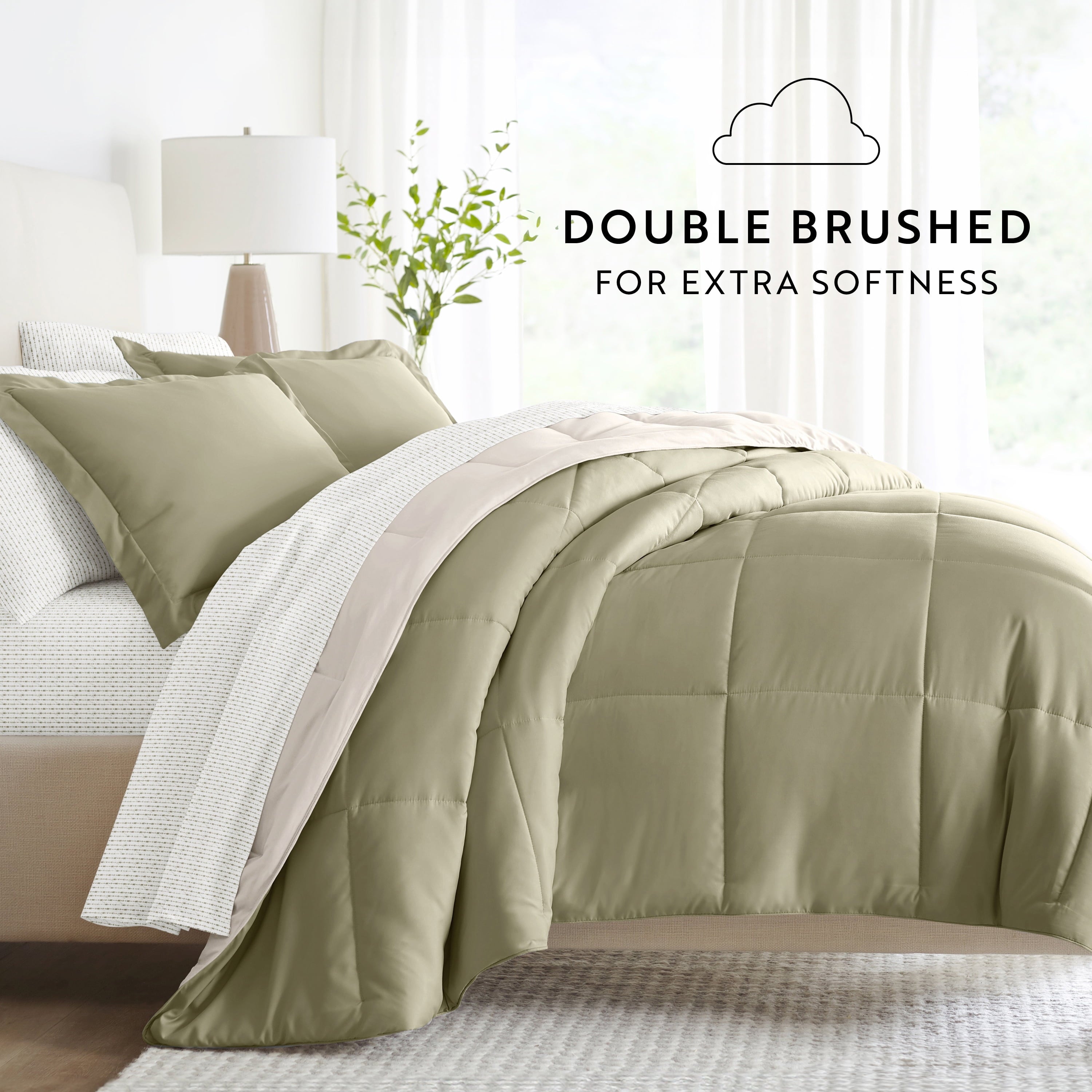 5 Piece Bedding Bundle, Reversible Comforter and Patterned Sheet Set, Twin - Image 4