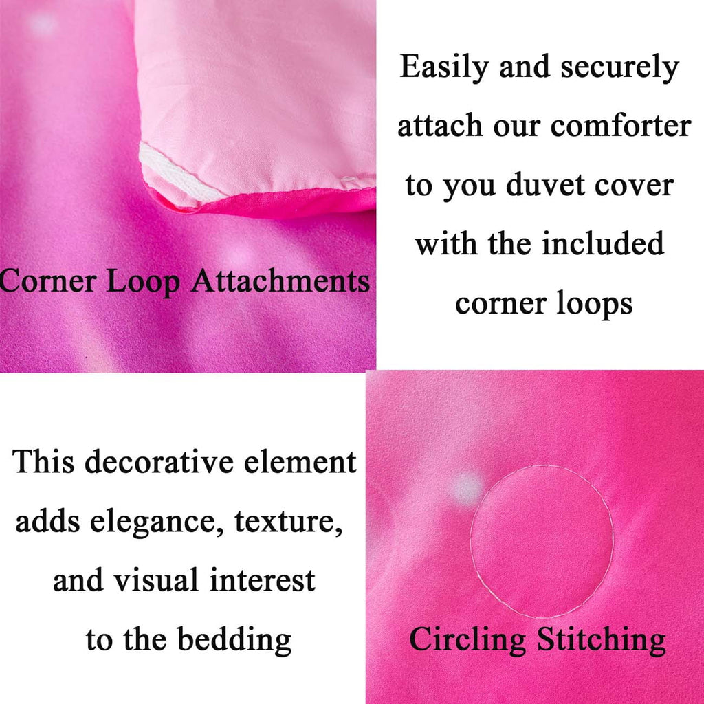 4Pcs Rainbow Twin Size Comforter Set for Girls, Pink Purple Gradient Glitter Kids Bedding Sets, Soft Galaxy Girls Bed... - Image 3