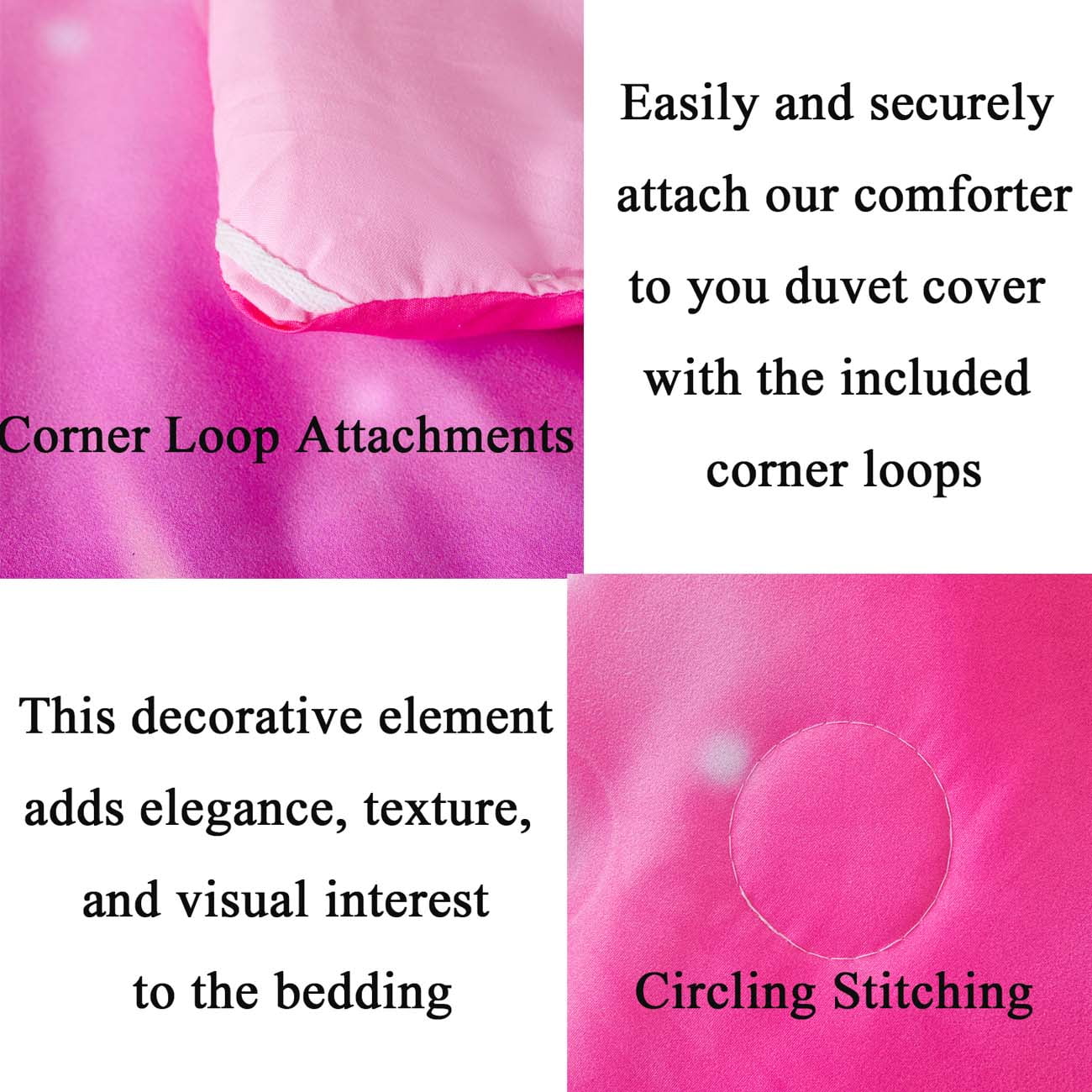 4Pcs Rainbow Twin Size Comforter Set for Girls, Pink Purple Gradient Glitter Kids Bedding Sets, Soft Galaxy Girls Bed... - Image 3