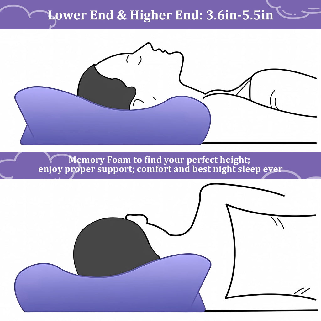 Cervical Neck Pillow for Neck Pain Relief, Ergonomic Memory Foam Pillow Bed Pillows for Body Side Back Stomach Sleepi... - Image 4