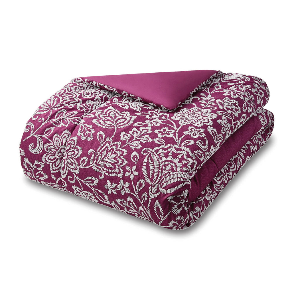 5-Piece Jacquard Comforter Set with Decor Pillow and Throw Purple Flocking Embroidery Bedding Set, Full/Queen - Image 6