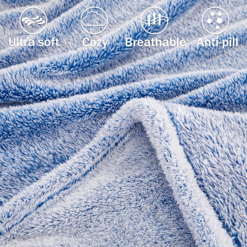 Plush Fuzzy Large Fleece Throw Blanket (50" x 70", Mixed Cobalt Blue)- Soft, Warm and Lightweight - Image 3