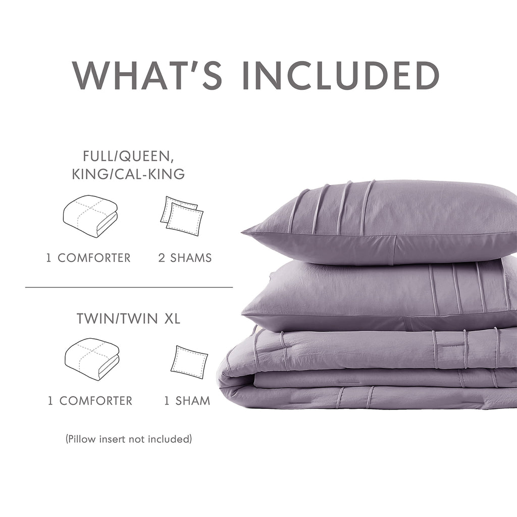 Full/Queen Comforter Set, Boho 3-Piece Pintuck Stitching Bedding Set, Soft Washed Pleated Bed Sets with Pillow Shams,... - Image 5