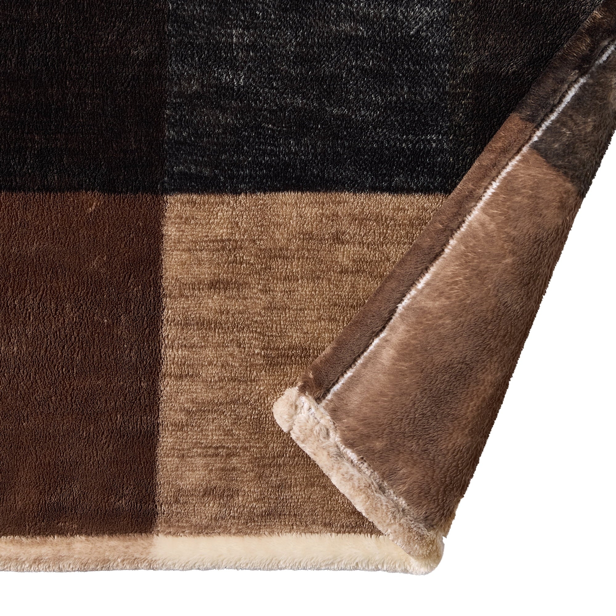 Printed Velvet Plush Super Soft Throw Blanket, Oversized, Shelton Brown Plaid - Image 6