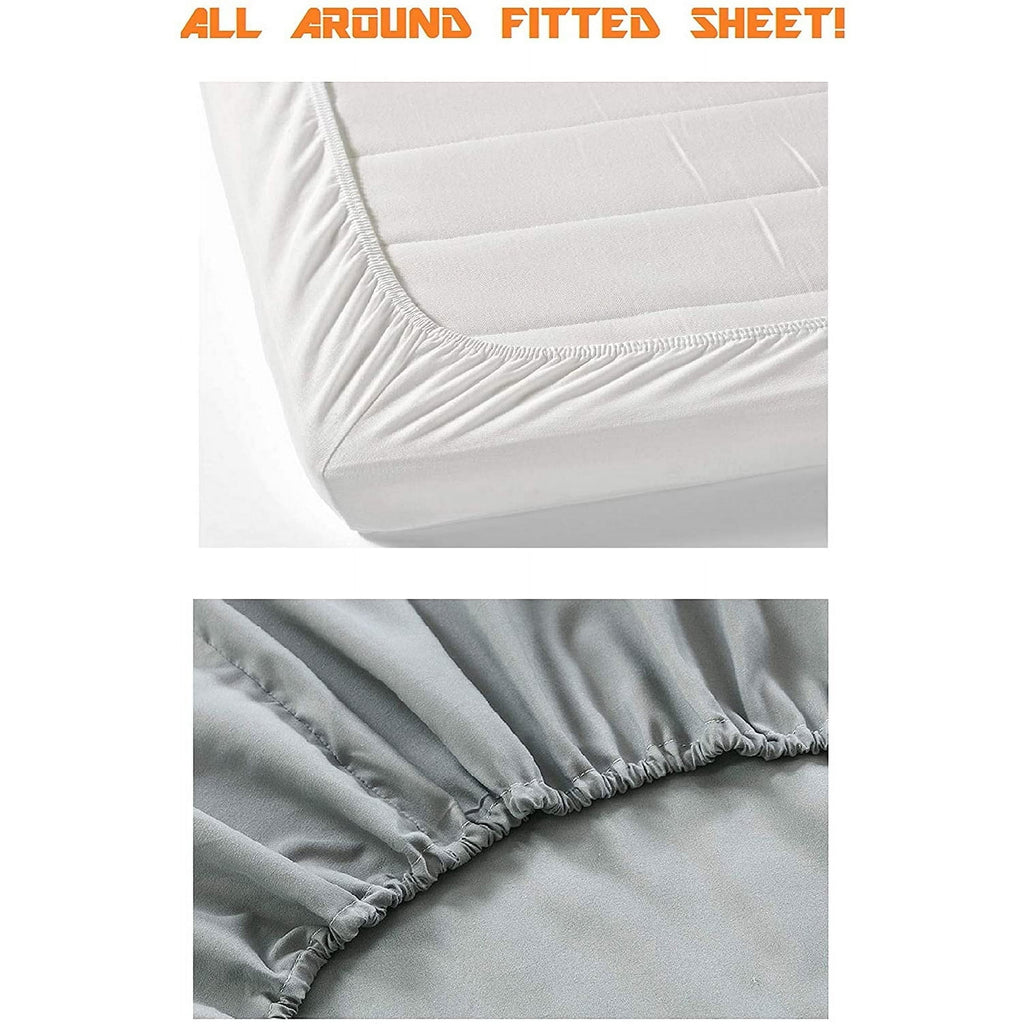 4 Pieces Bed Sheet Set With Flat Fitted and 2 Pillowcases King-Dusty Rose - Image 4