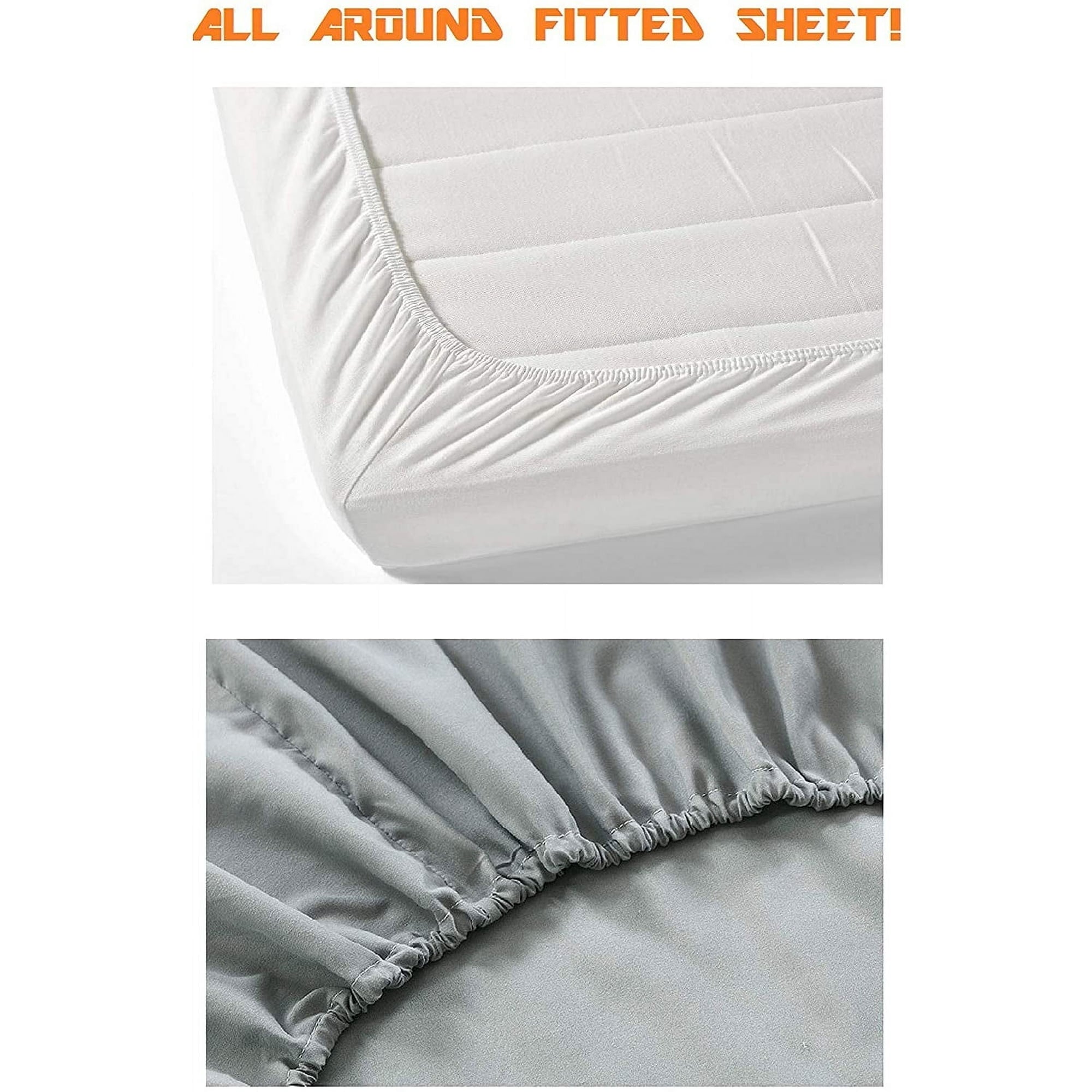 4 Pieces Bed Sheet Set With Flat Fitted and 2 Pillowcases King-Dusty Rose - Image 4
