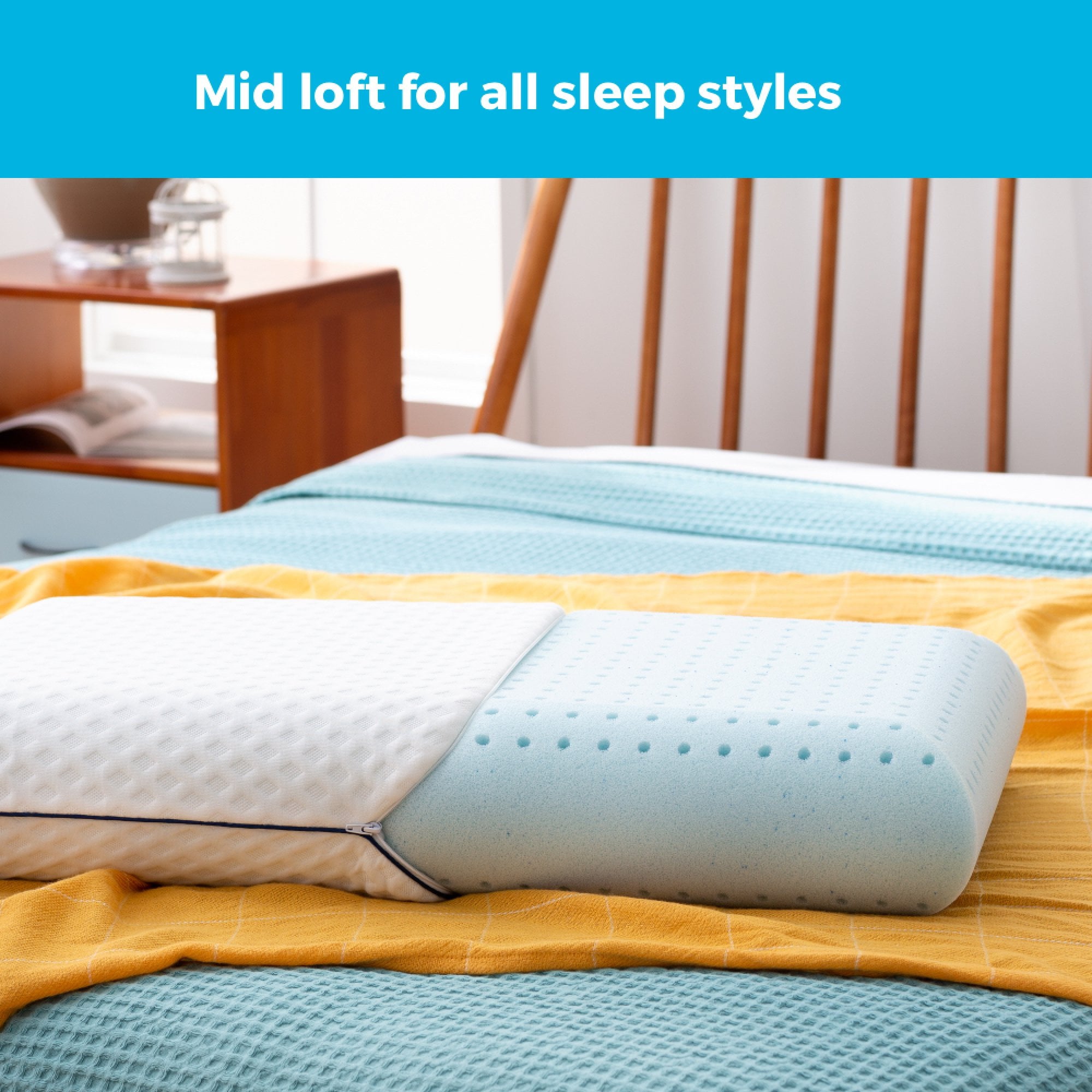 Linenspa Medium Feel Standard Size Ventilated Gel Memory Foam Bed Pillow with Washable Cover and Temperature Regulating Infusion - Image 3