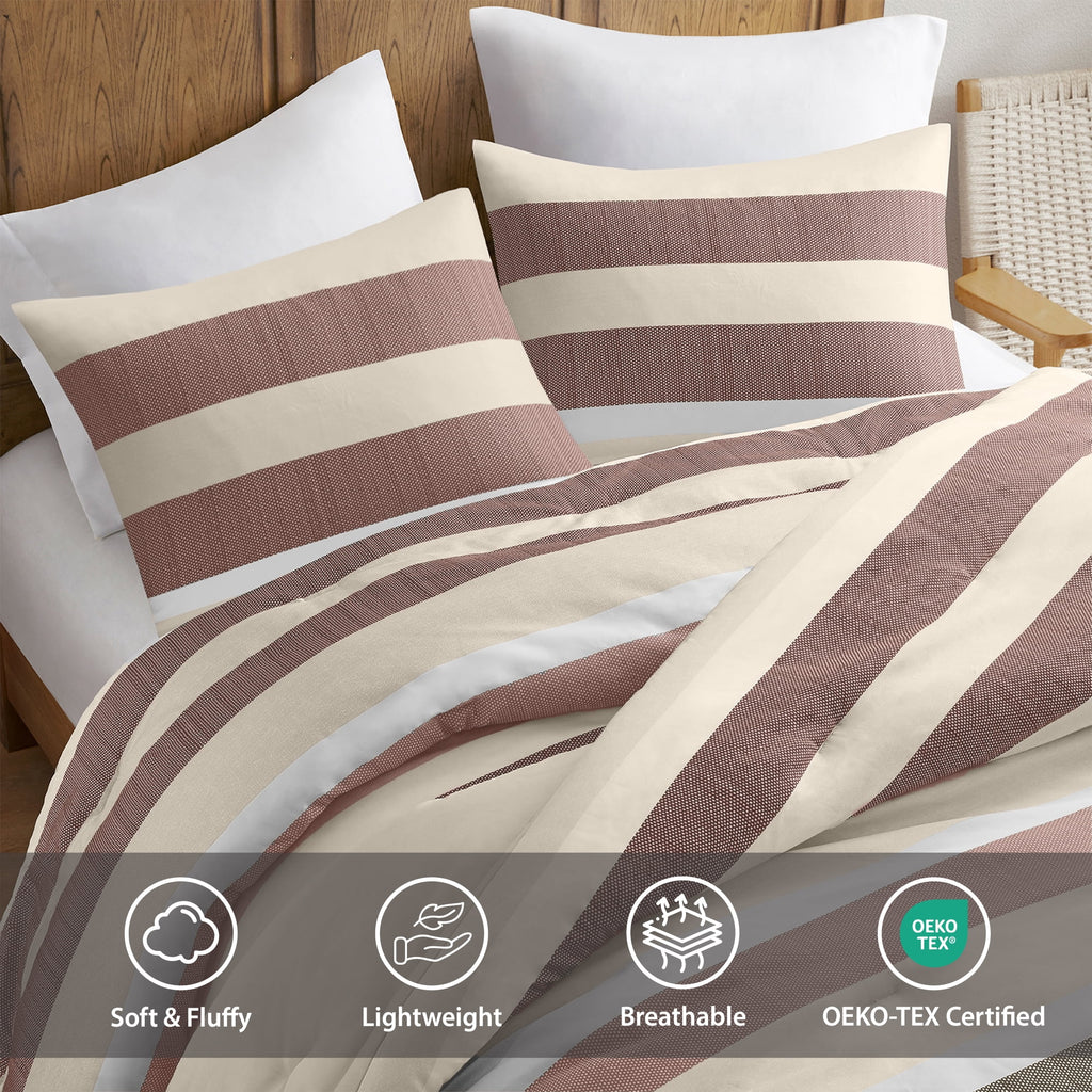 2-Piece Comforter Sets, Reversible Striped Comforter Set for Dorm, Lightweight All Season Bedding Set with Pillow Sha... - Image 6