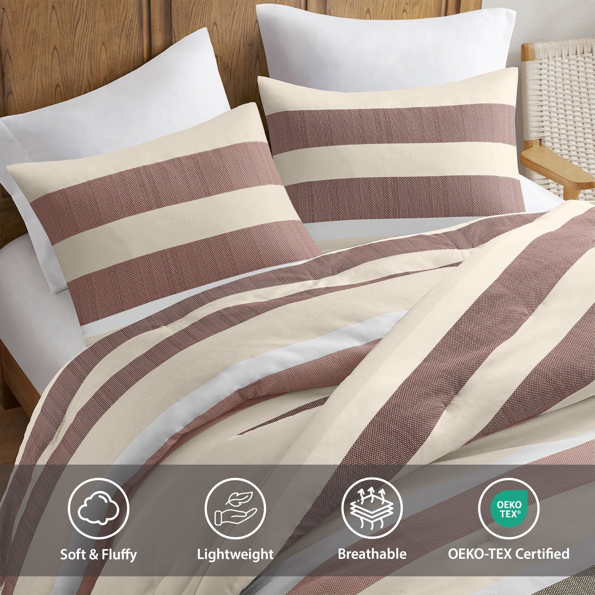 2-Piece Comforter Sets, Reversible Striped Comforter Set for Dorm, Lightweight All Season Bedding Set with Pillow Sha... - Image 6