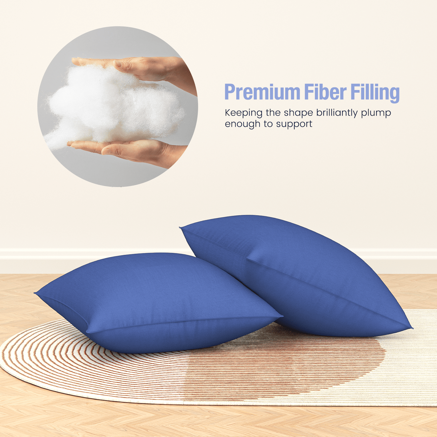 Throw Pillow Inserts Set of 2, Indoor Decorative 18x18 inches Square Pillows for Couch, Sofa, Bed, Supportive Cushion and Sham with Premium - Image 3