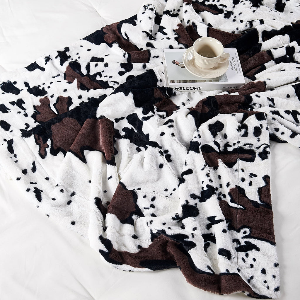 Home Soft Things Cow Print Double Sided Faux Fur Throw Blanket, Soft Cozy Fuzzy Black and White Throw, 50x60 inches - Image 5
