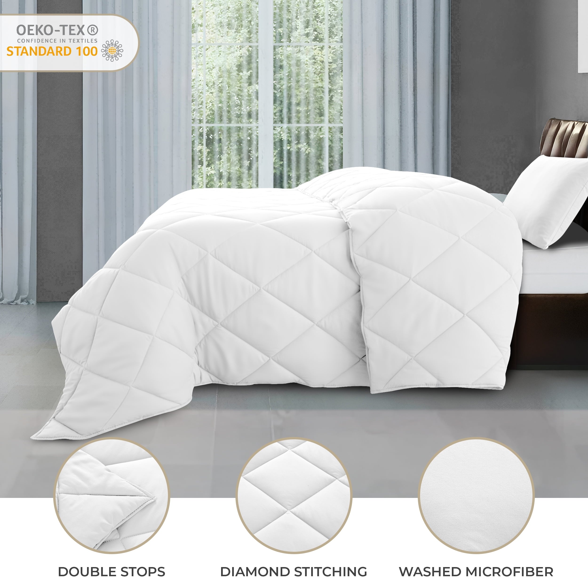 Lux Decor All-Season Comforter Sets Twin Size 2 PC, Reversible Bedding Set with Diamond Quilted Design Comforter and 1 Pillow Sham, Lightwei - Image 2