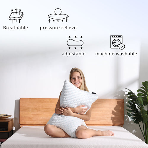 EGOHOME 2-Pack Adjustable Cooling Bed Pillows, Shredded Memory Foam Pillows Set of 2, Standard Queen, Dual Sides - Image 2
