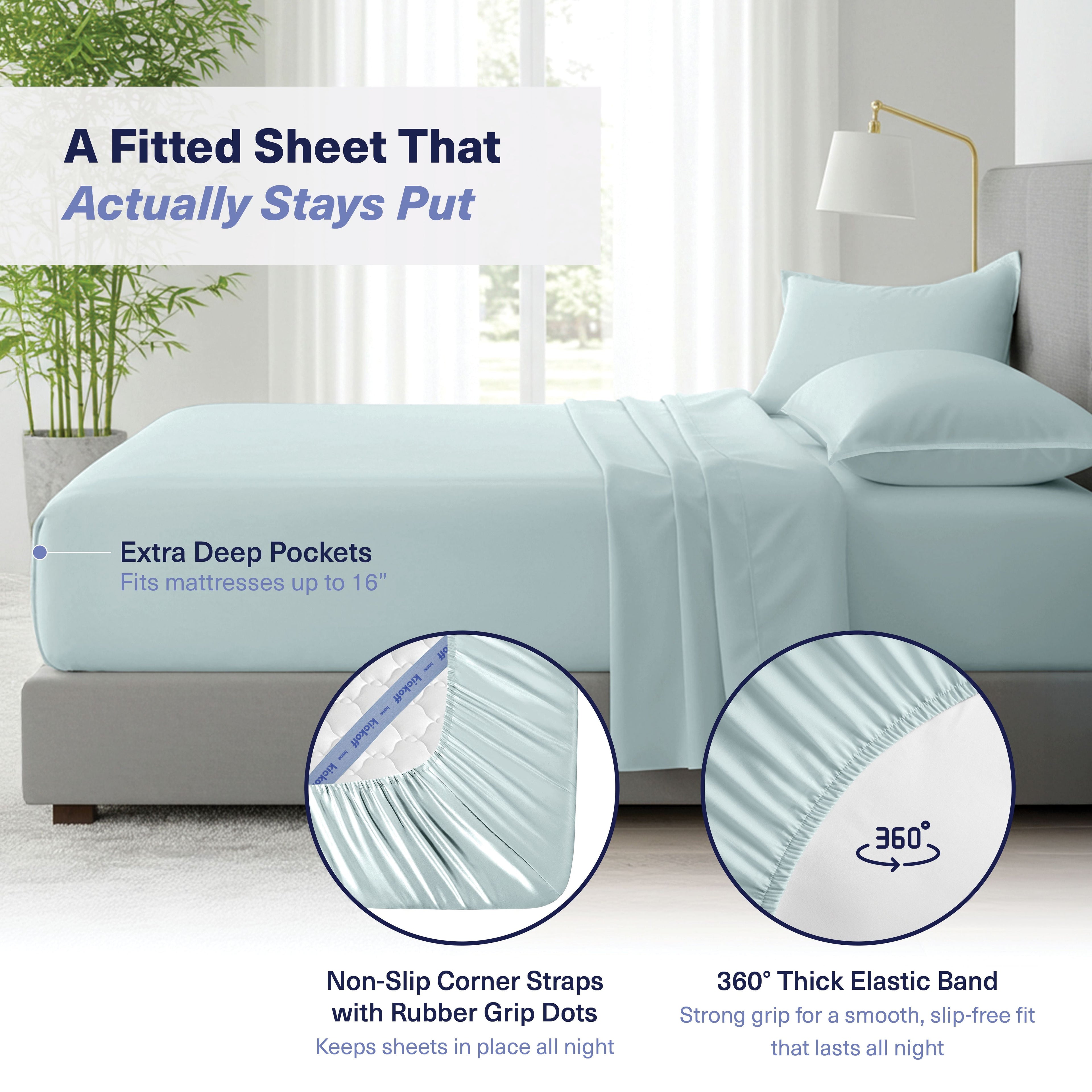 Kickoff Viscose Bamboo Sheets Twin Size 3-pc 100% Organic Bamboo Viscose Bed Cooling Sheets Twin Size Set Cool Bedding for hot sleepers shee - Image 5