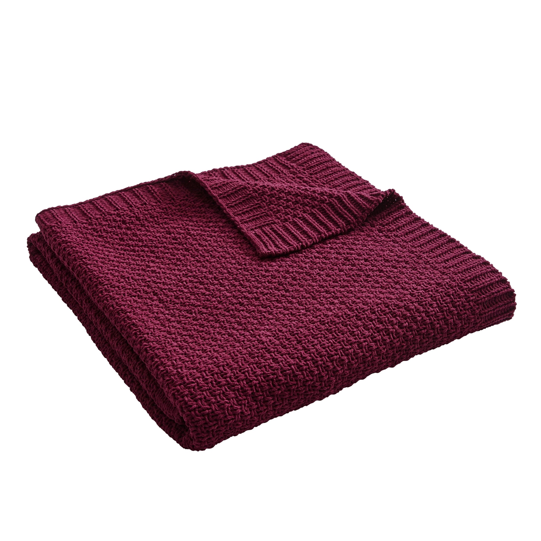 Better Homes & Gardens Chenille Knit Super Soft Oversized Throw Blanket, Merlot Wine - Image 2