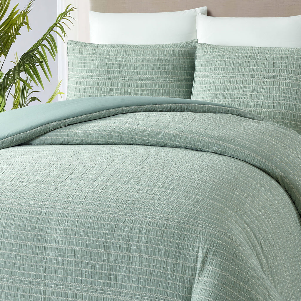 Crafted Woven 3-Piece Comforter Set, Green River, Full Queen, All Ages - Image 4