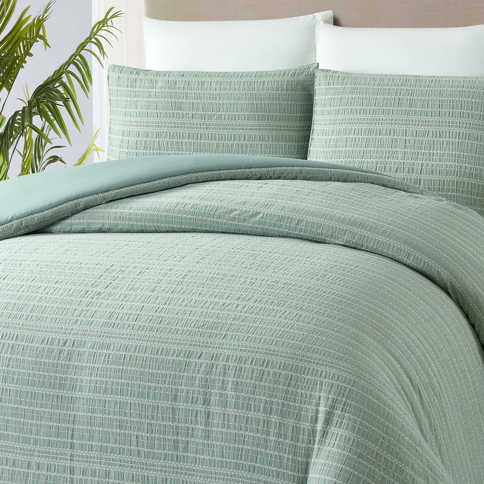 Crafted Woven 3-Piece Comforter Set, Green River, Full Queen, All Ages - Image 4