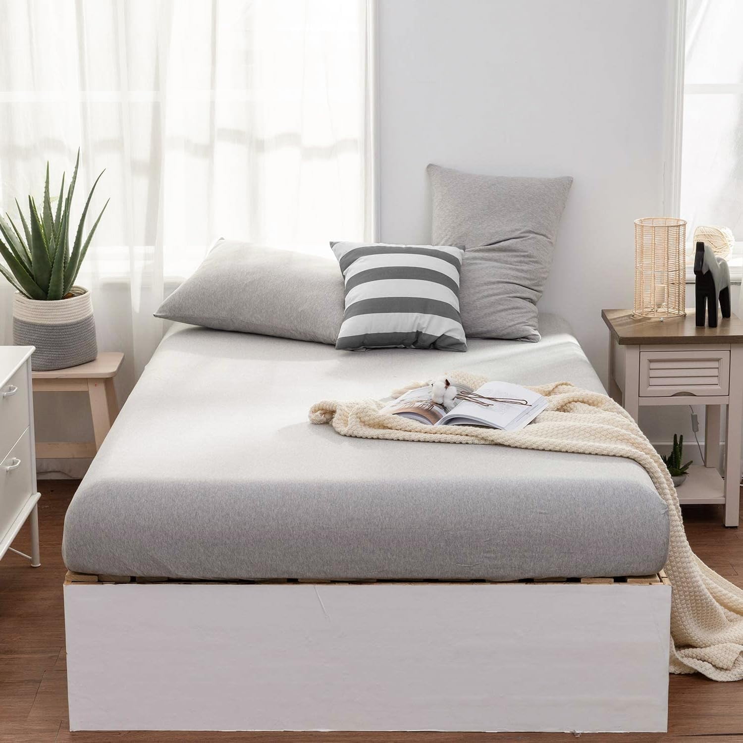 Jersey Knit Full Size Sheets 4pc|100% T-Shirt Cotton Blend Super Soft Breathable Jersey Sheets Full Size Bed, Stretch... - Image 2
