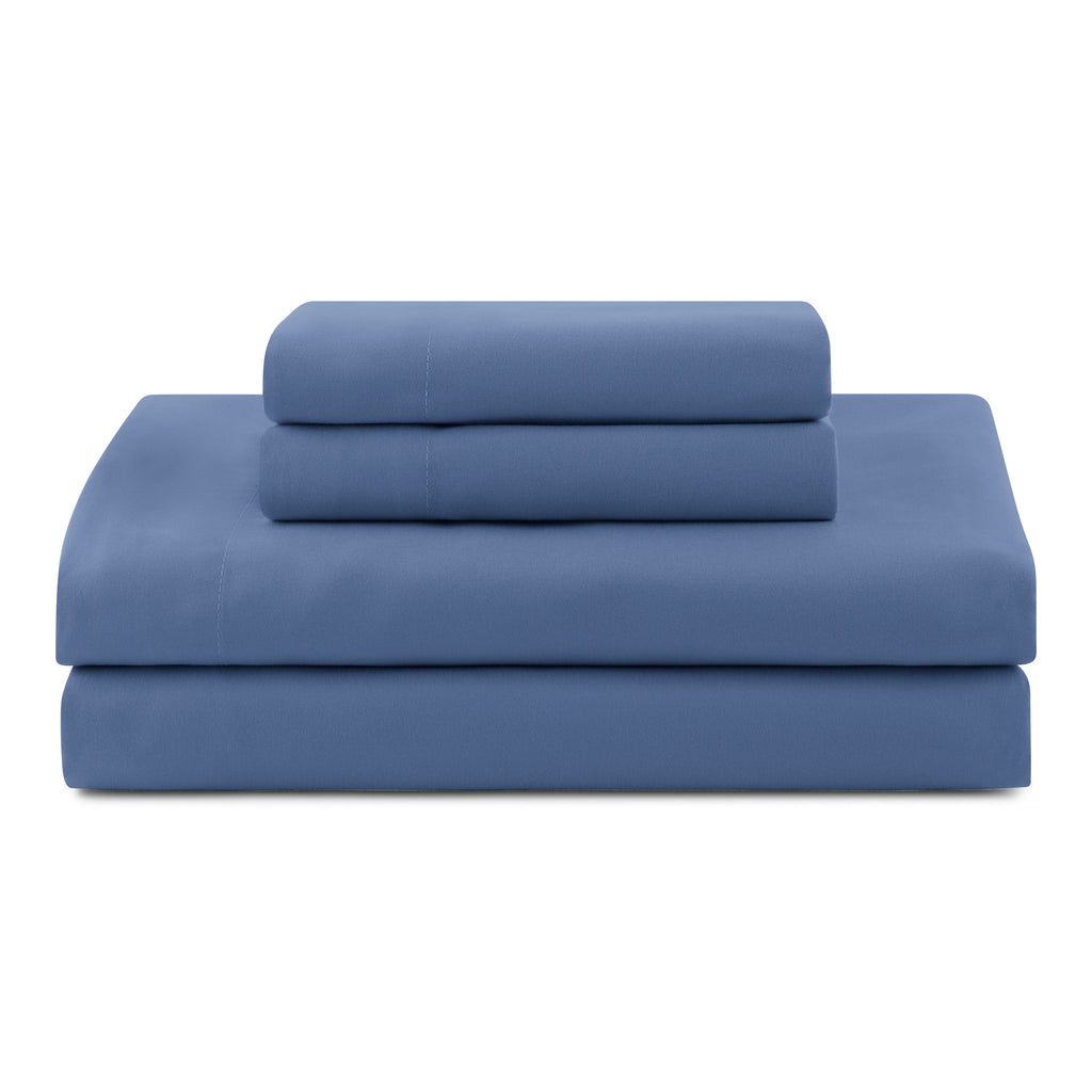 Mainstays All in One Reversible Comforter and Sheet Set- 7 Piece, Queen, Blue Pinstripe - Image 6