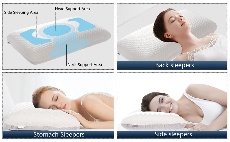 Memory Foam Bed Pillows, Pillow for Side and Back Sleeper, Pillow for Neck Pain Relief, Washable Removable Cover, Sof... - Image 3