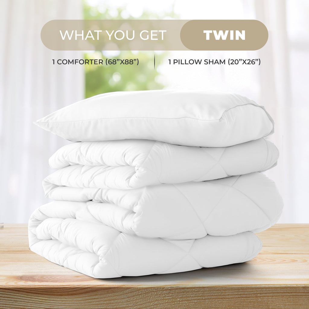 Lux Decor All-Season Comforter Sets Twin Size 2 PC, Reversible Bedding Set with Diamond Quilted Design Comforter and 1 Pillow Sham, Lightwei - Image 3