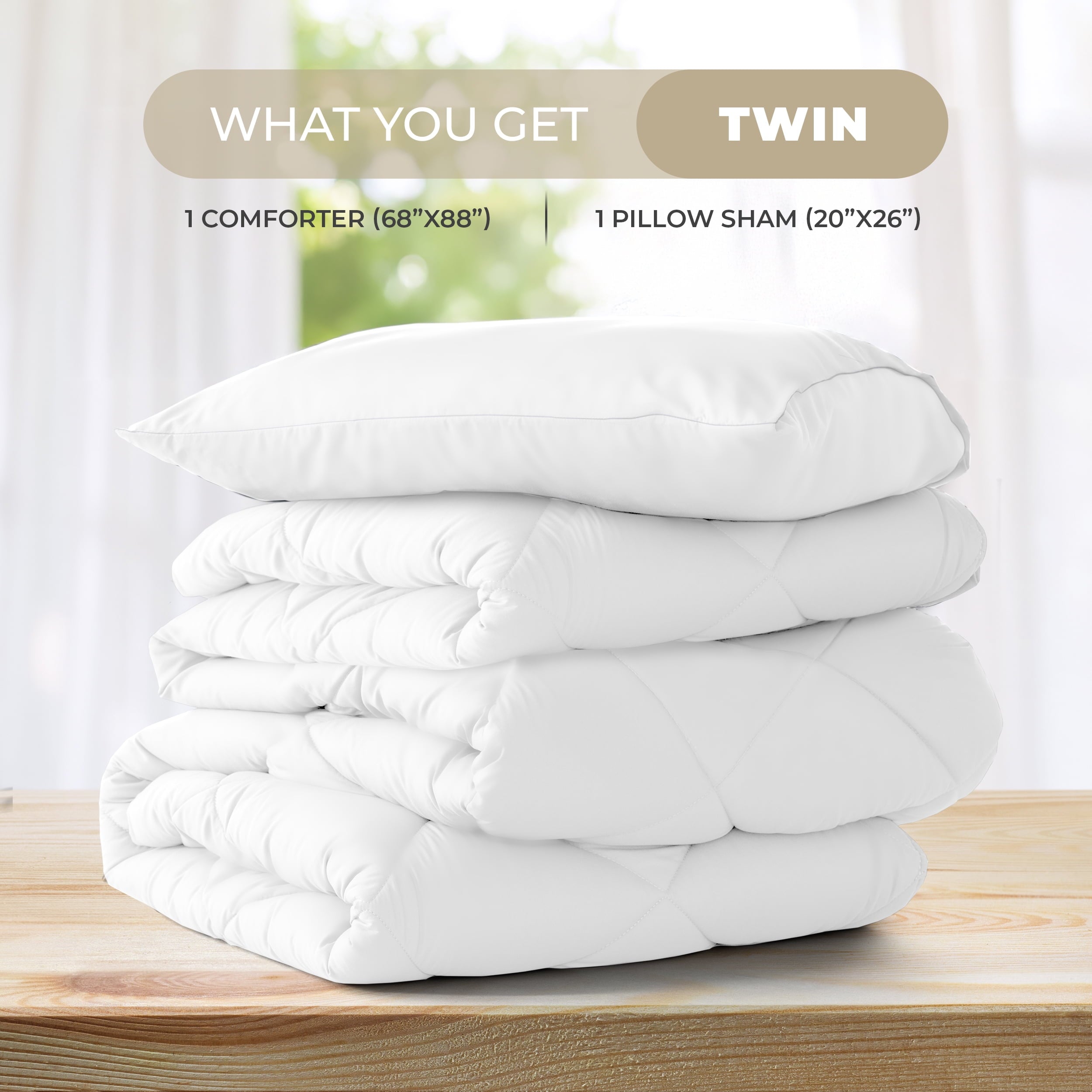 Lux Decor All-Season Comforter Sets Twin Size 2 PC, Reversible Bedding Set with Diamond Quilted Design Comforter and 1 Pillow Sham, Lightwei - Image 3