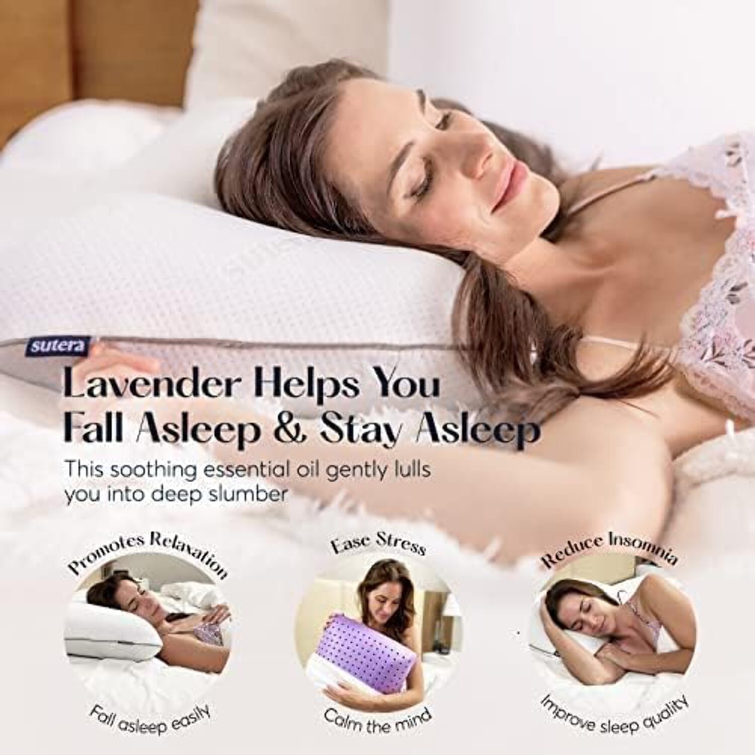 Plush Zen Bed Pillow, Lavender Scented Cooling Adaptive Memory Foam Queen - Image 3
