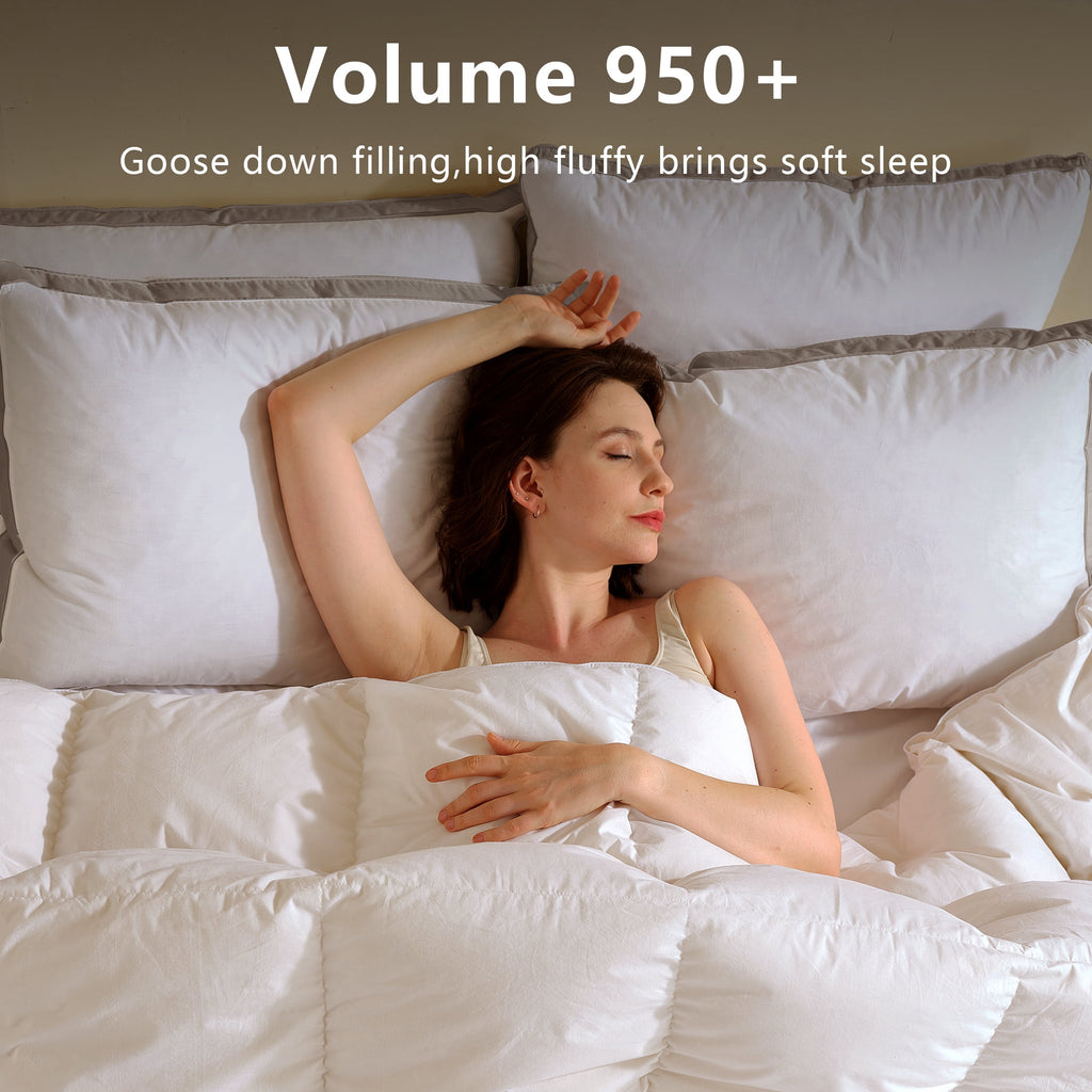 Goose Feather Down Pillows Queen Size Set of 2, 100% Cotton Cover Hotel Collection Bed Pillows，20"x28" - Image 6