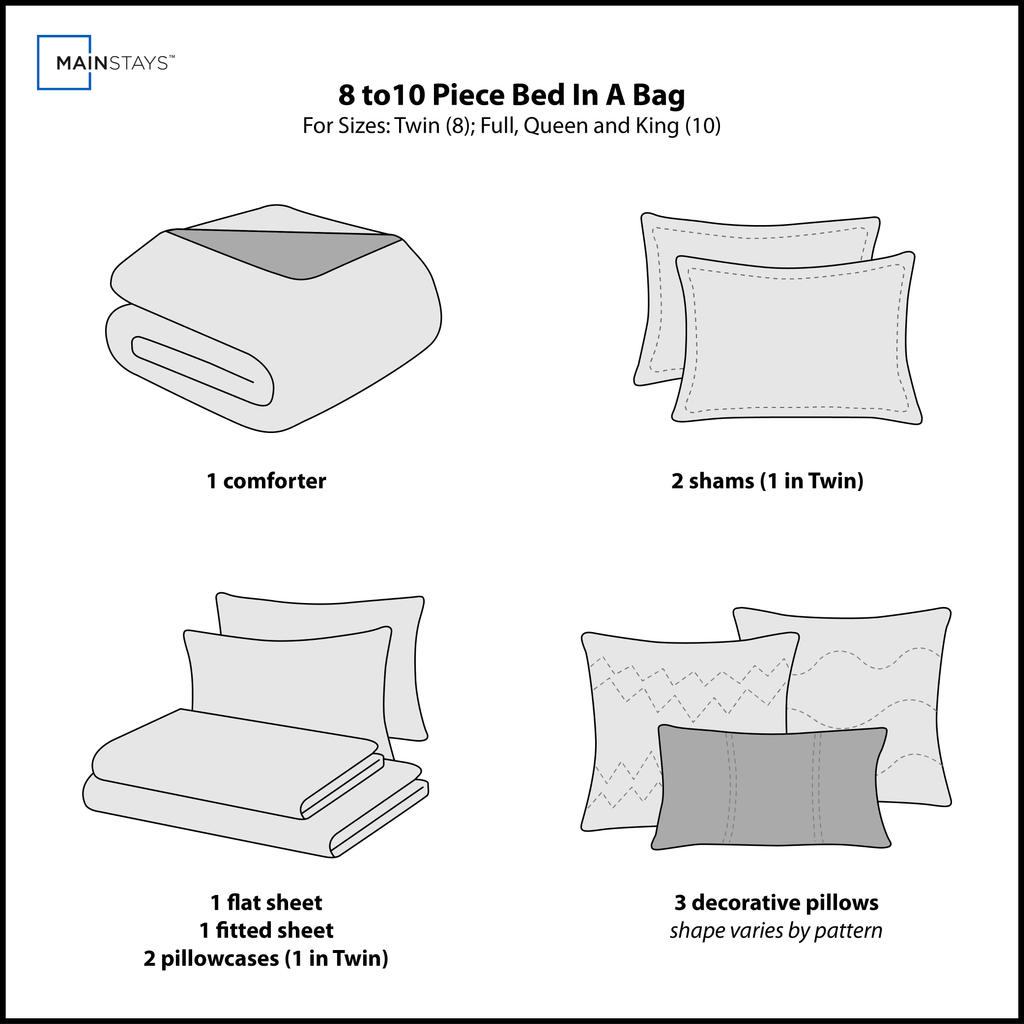 Reversible Marble Diamond 8-Piece Bed in a Bag Bedding Set, Twin/Twin XL - Image 6