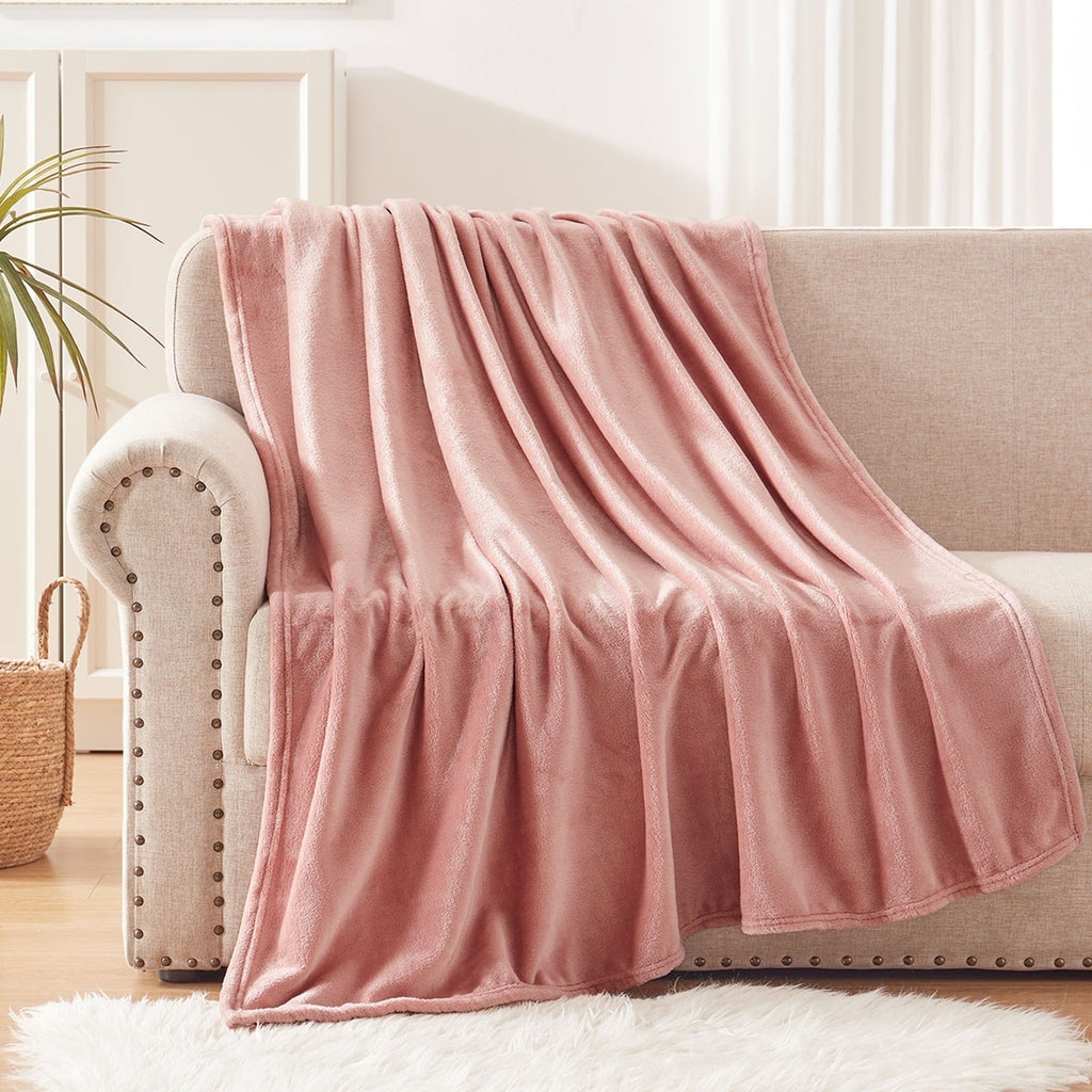 Large Flannel Fleece Velvet Plush Throw Blanket - 50" x 70" (Pink) - Image 2